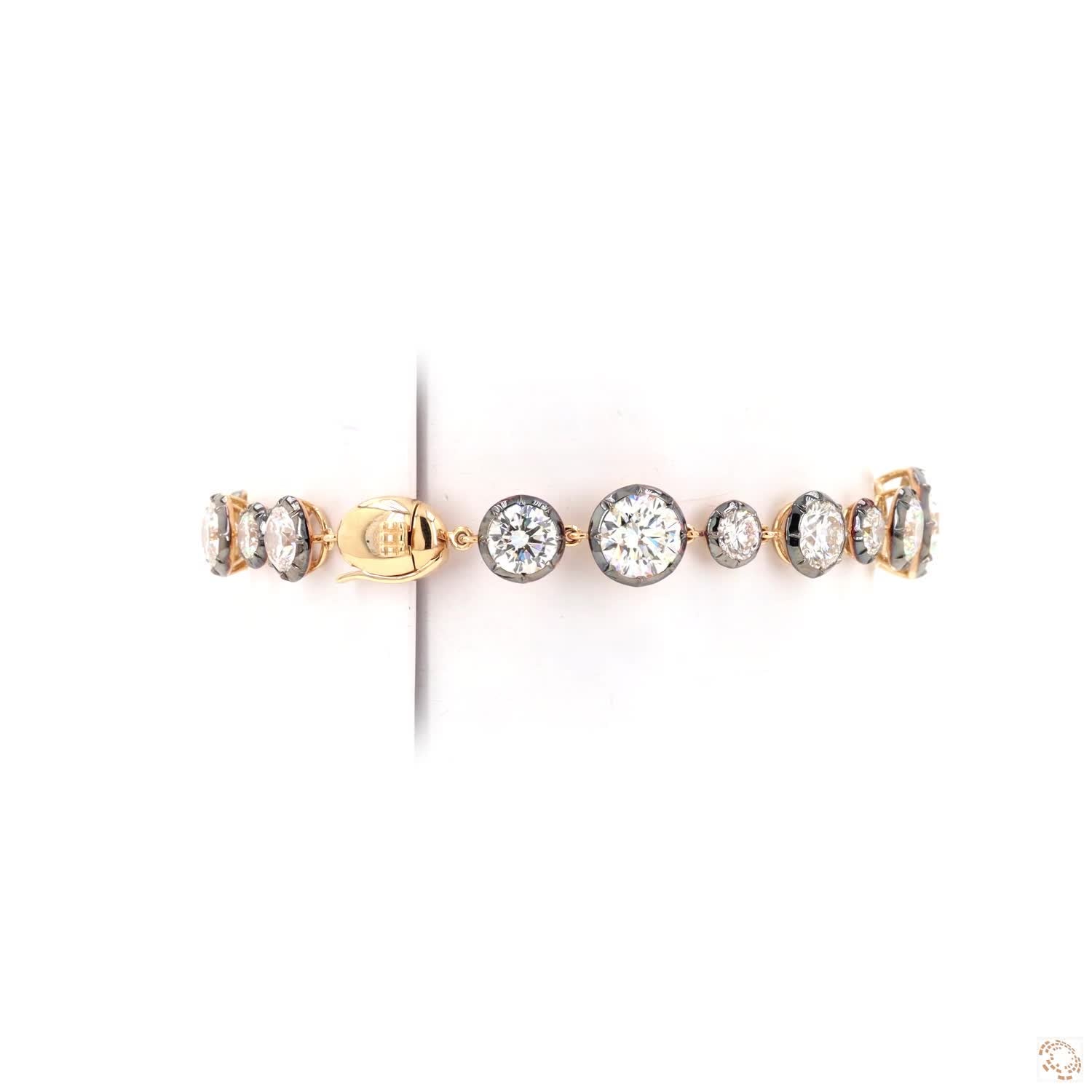 17.56 Ct Two-Tone Graduated Round Diamond Bezel Line Bracelet