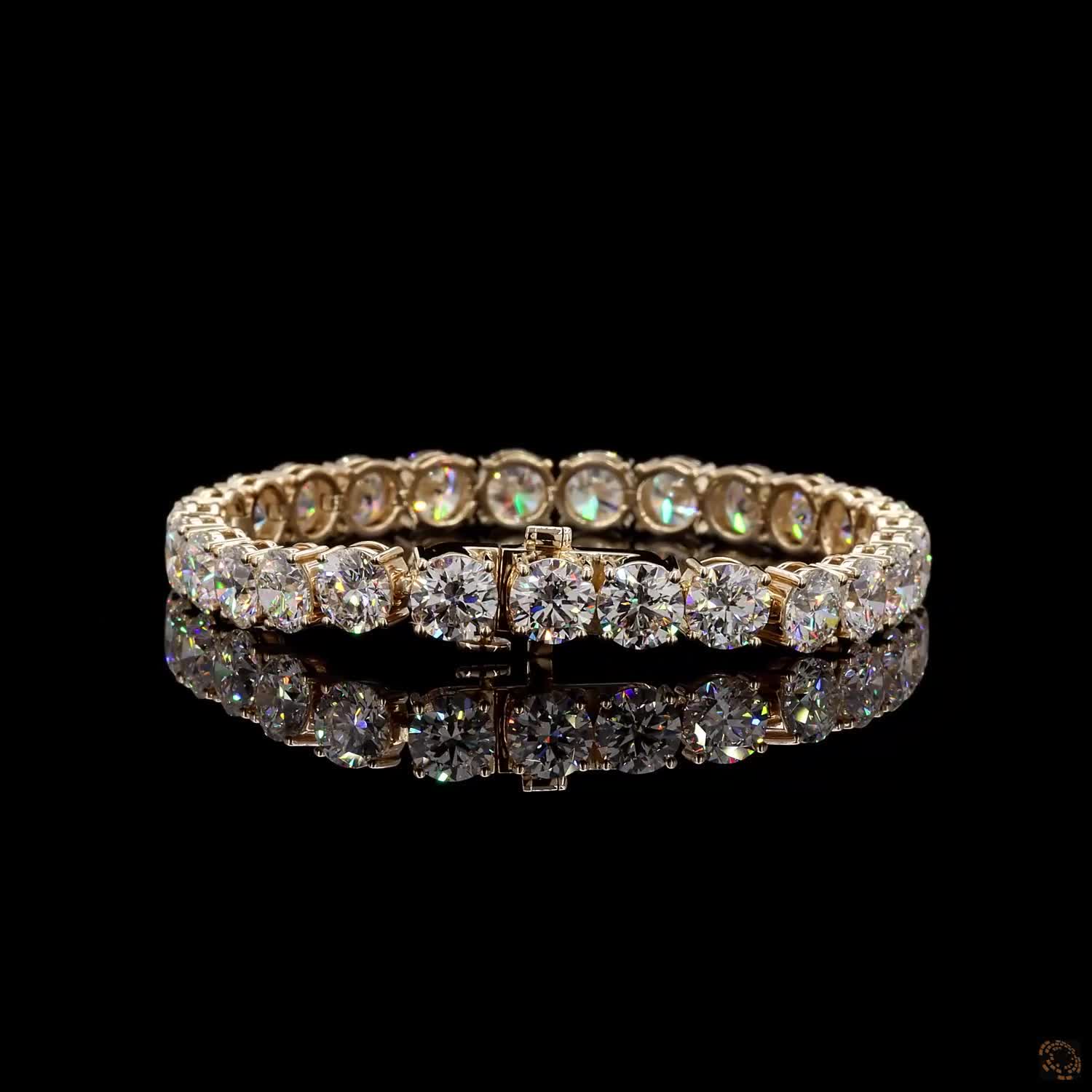 28.61 Ct Round Cut Lab Grown Diamond Tennis Bracelet