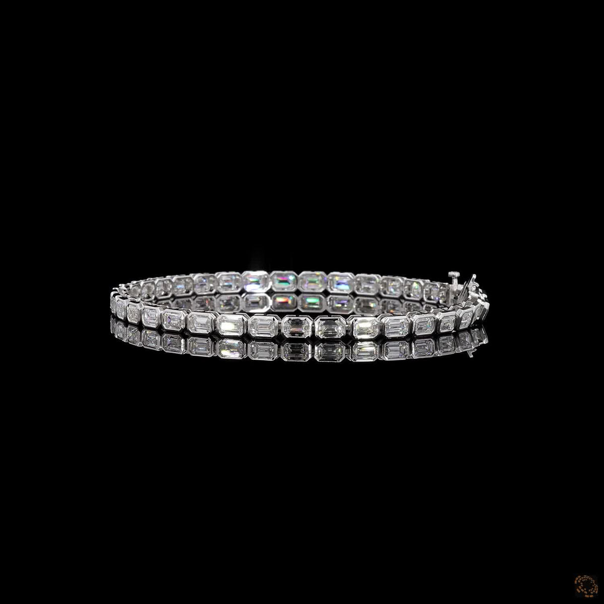 12.74 Ct Bar Set Emerald Cut Diamond Bracelet, Emerald Cut Tennis Bracelet White Gold, Horizontal Bar Diamond Bracelet, Minimalist Emerald Cut Bracelet