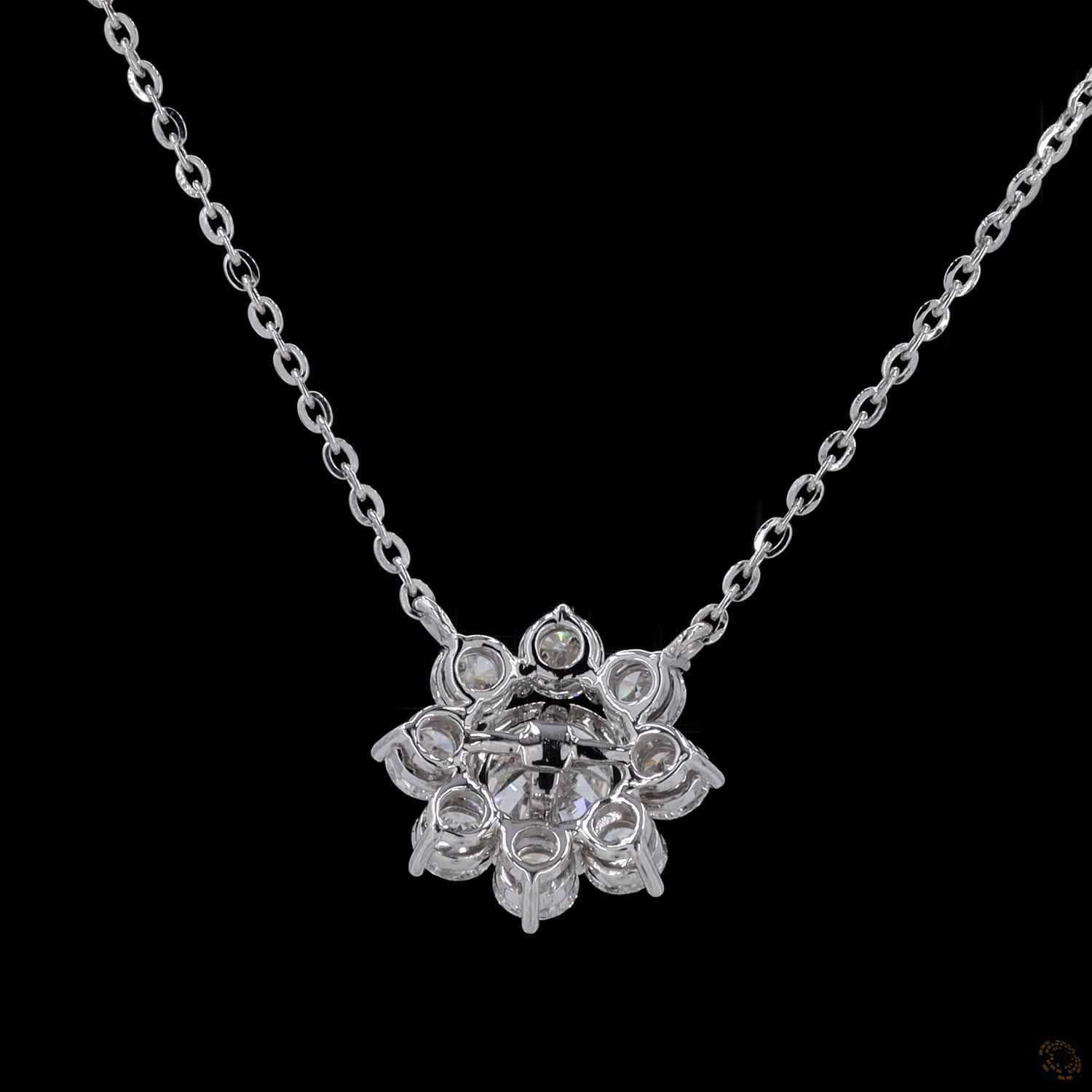 3.91 Ct Floral Cluster Diamond Pendant Necklace, Round Brilliant Cut Diamond Flower Necklace, Statement Diamond Jewelry, Luxury Fine Jewelry Gift