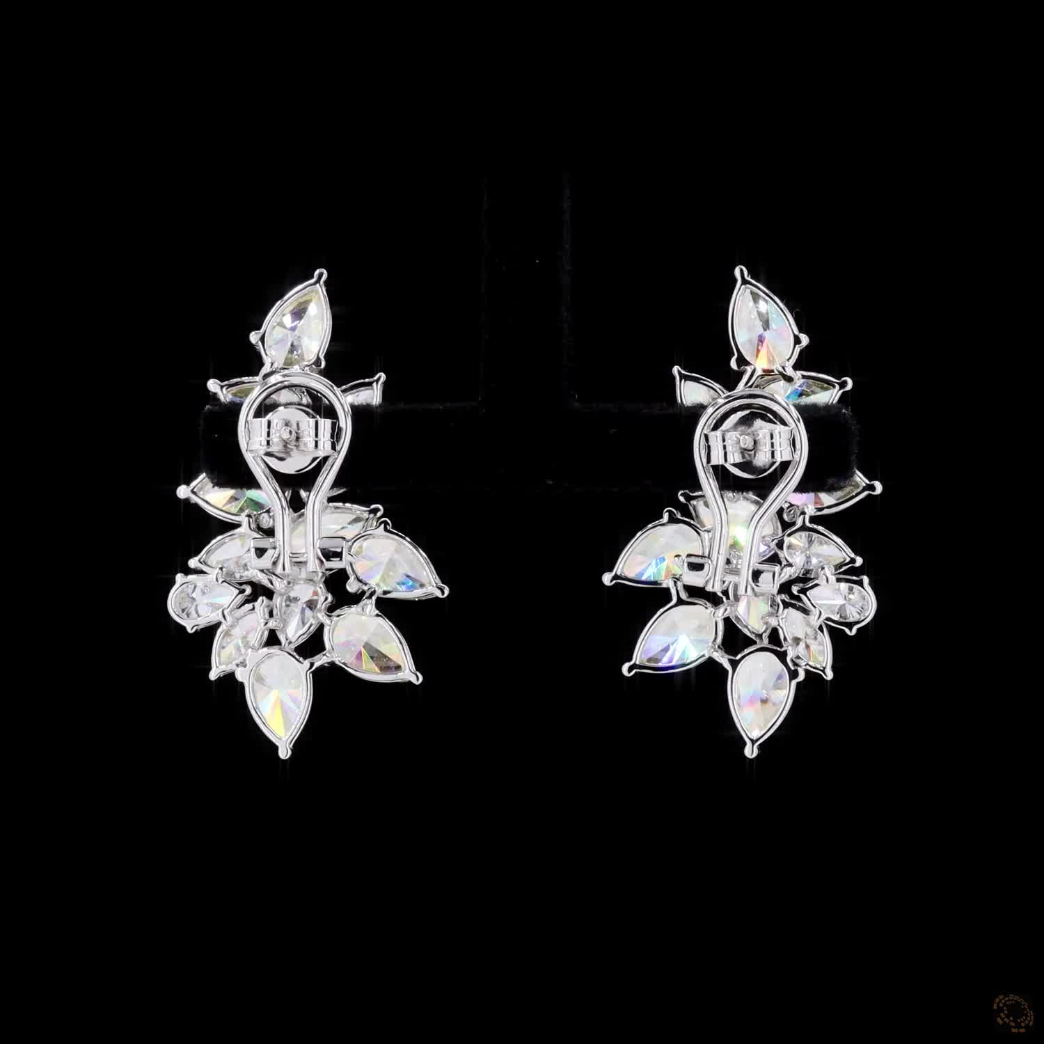 13.11 Ct Pear Cut Fancy Yellow Diamond Leaf Climber Earrings in White Gold
