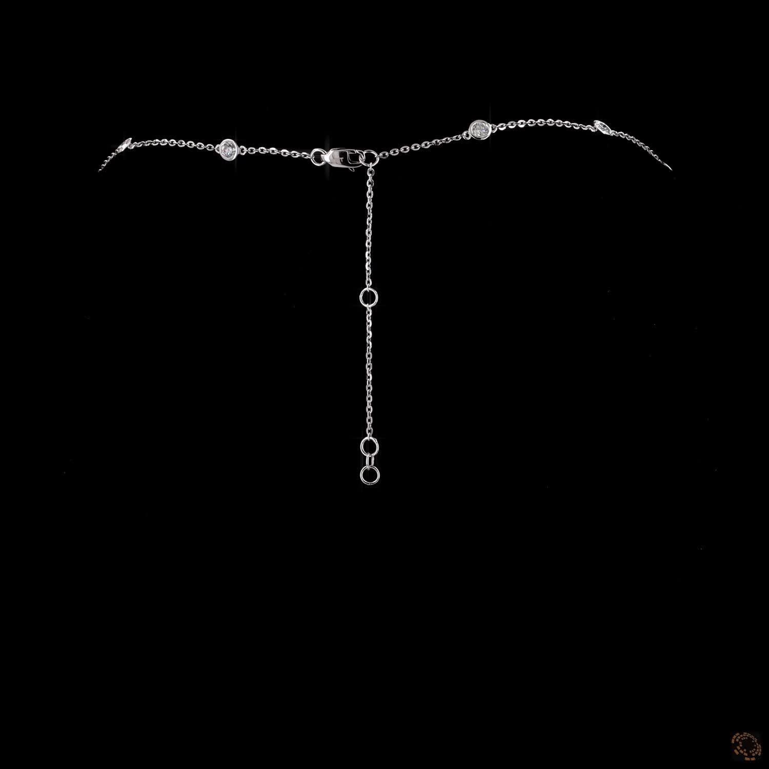 2.01 Ct White Gold Bezel Set Round Diamond Station Fashion Necklace