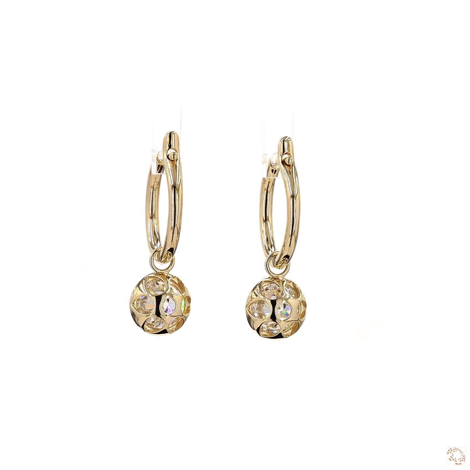 3.08 Ct 14K Yellow Gold Round Cut Solitaire Diamond Dangle Hoop Earrings – Bezel Framed Charm Drops