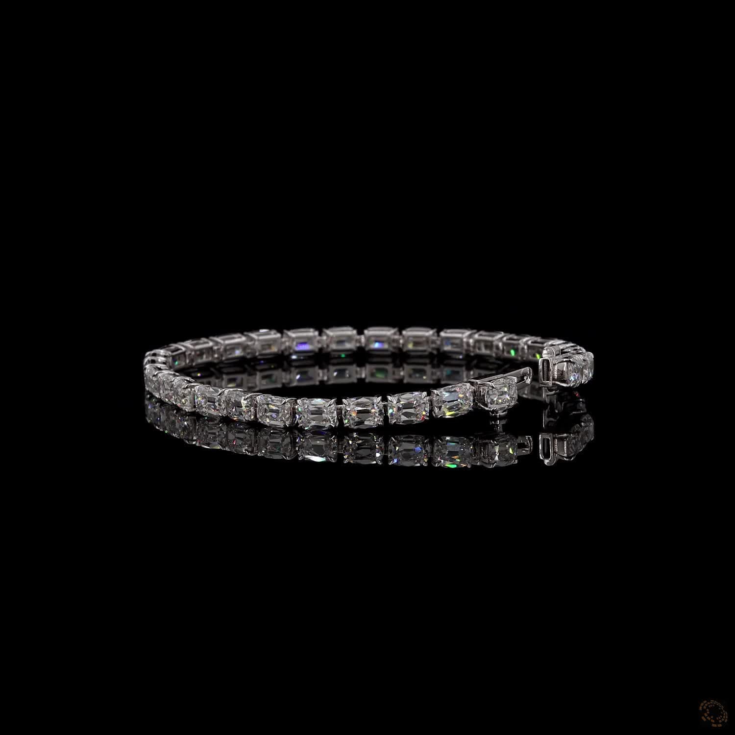 13.23 Ct Radiant Cut Tennis Bracelet in 14K White Gold | 4-Prong East-West Radiant Eternity Line Bracelet