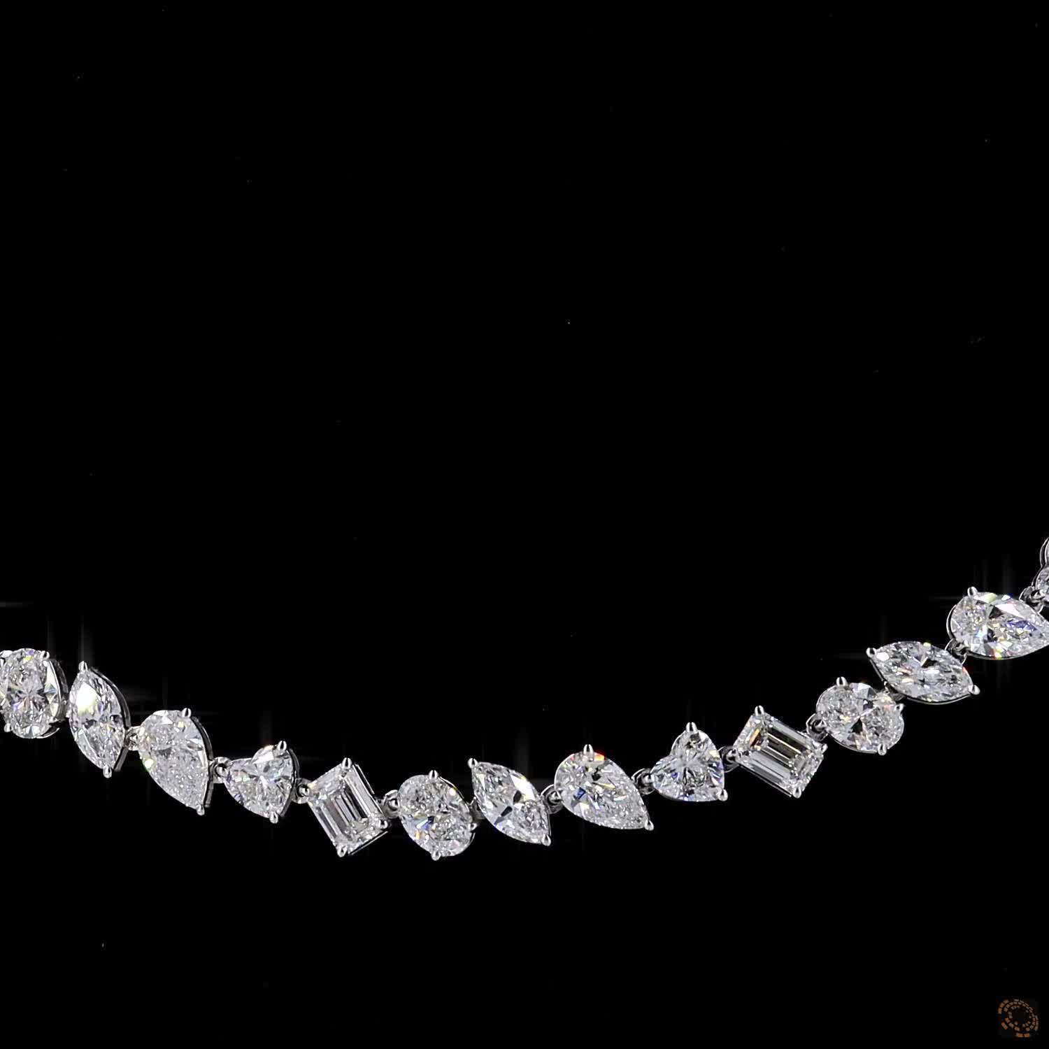 20.95 Ct Multi-Shape Fancy Cut Diamond Eternity Tennis Necklace