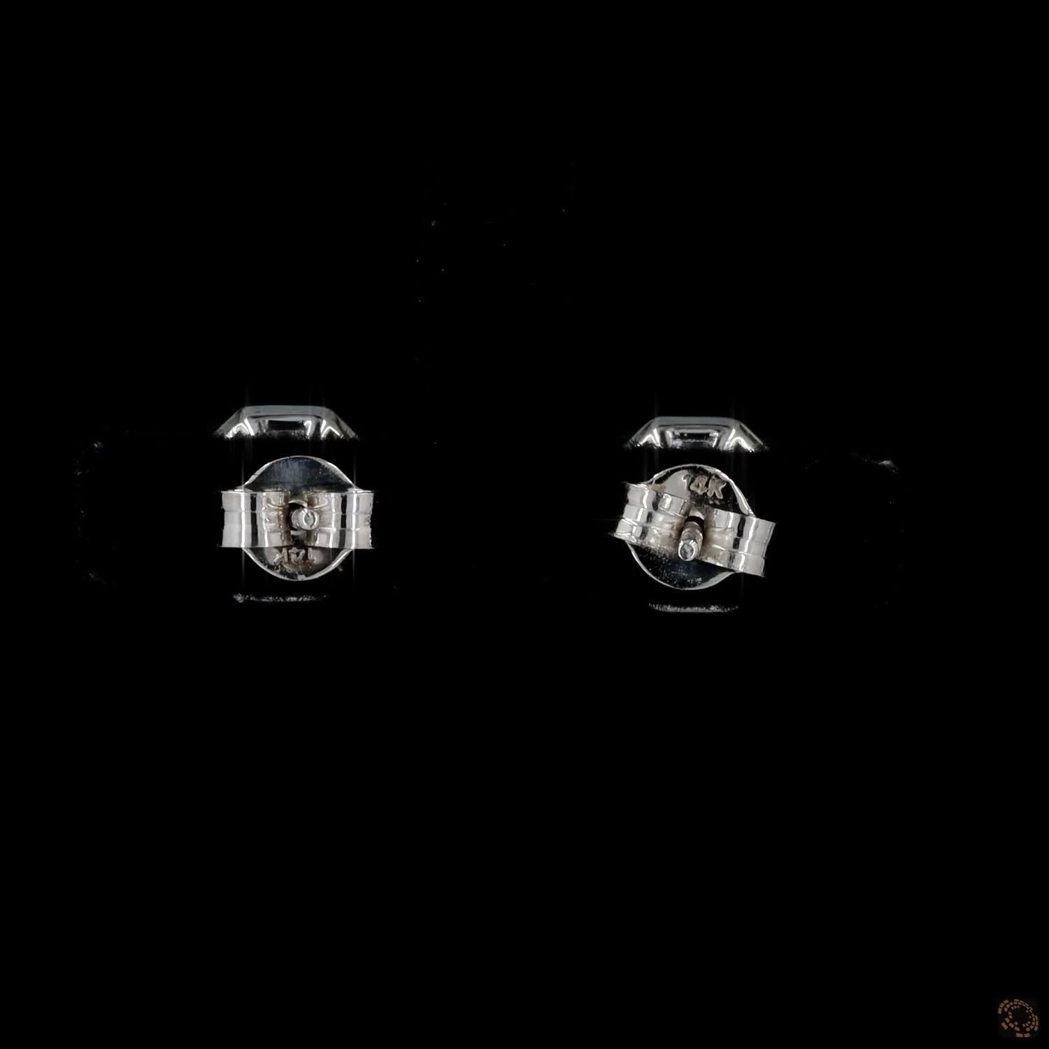 3.19 Cts 14K WHITE GOLD Octagon Shape Studs Earring