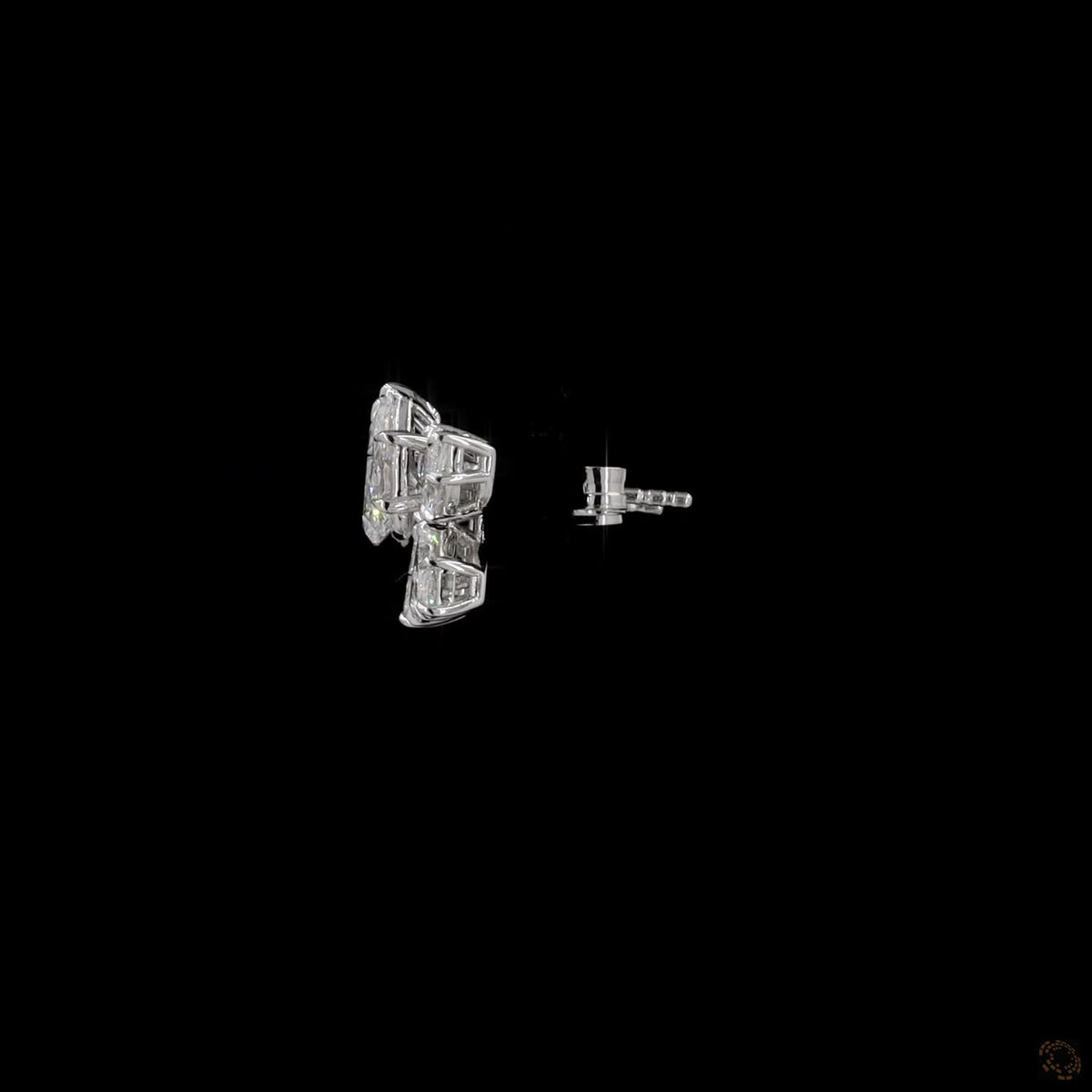4.49 Ct Pear and Marquise Cut Diamond Flower Cluster Earrings