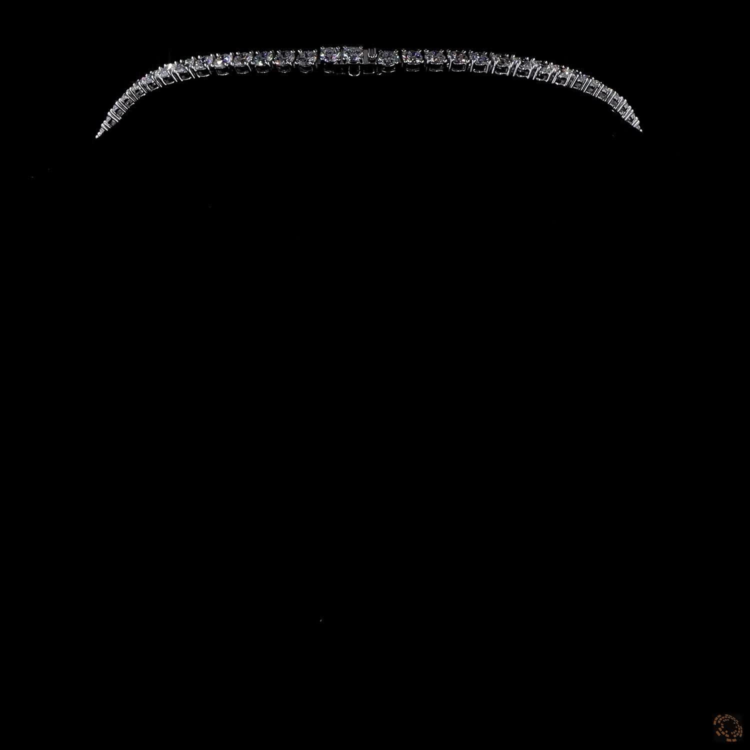 26.79 Ct Graduated Round Diamond Solitaire Choker Tennis Necklace in White Gold