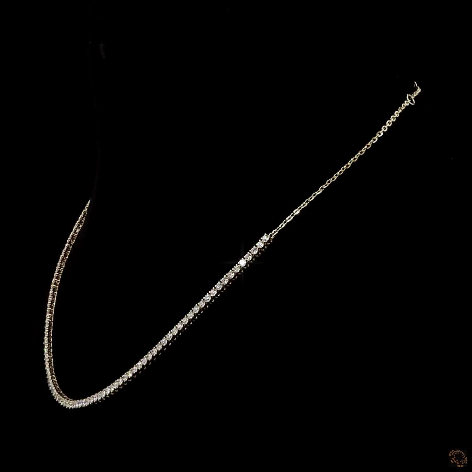 2.66 Ct Graduated Round Diamond Half Eternity Tennis Necklace with Adjustable Chain