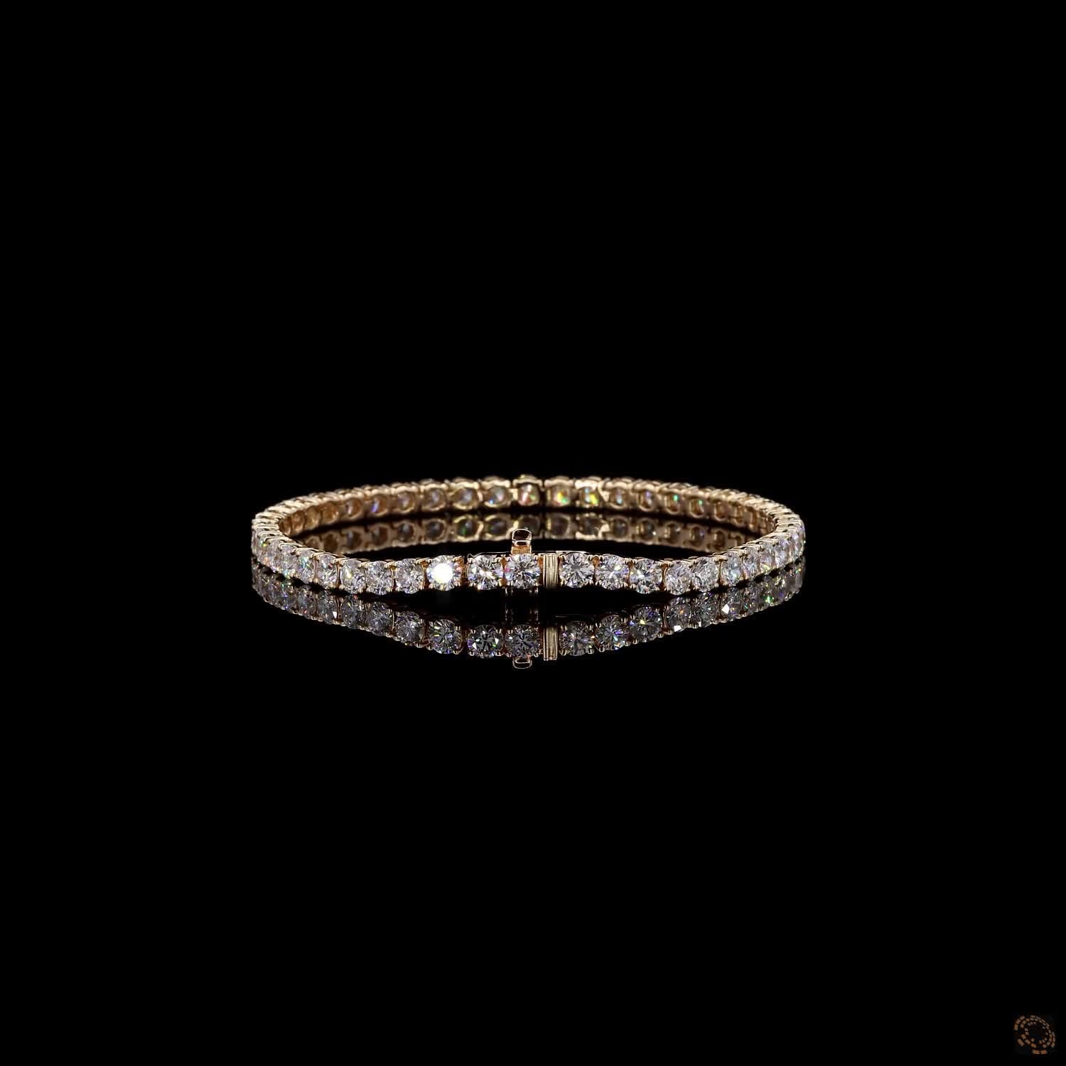 5.95 Ct Diamond Tennis Bracelet Round 14K Yellow Gold