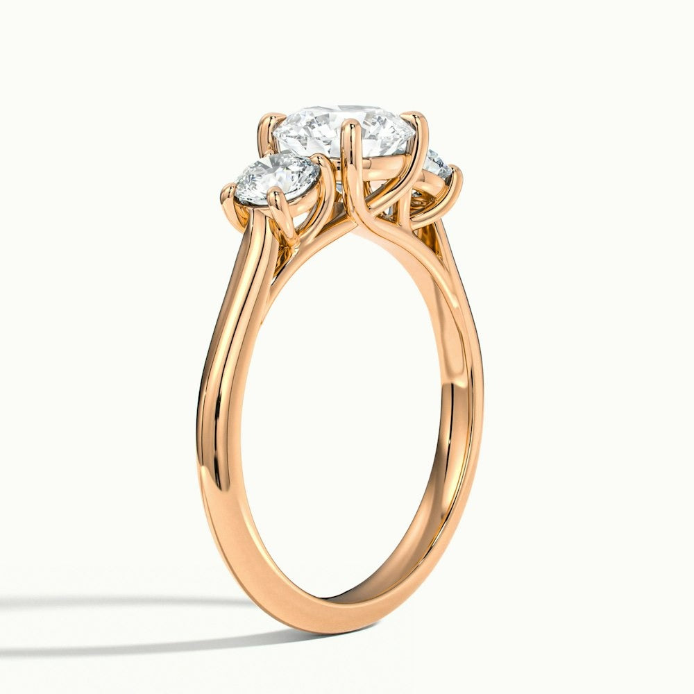 2.50 Ct In Round Bardot Scallop Engagement Ring