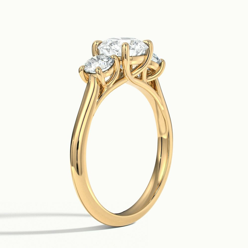 2.50 Ct In Round Bardot Scallop Engagement Ring