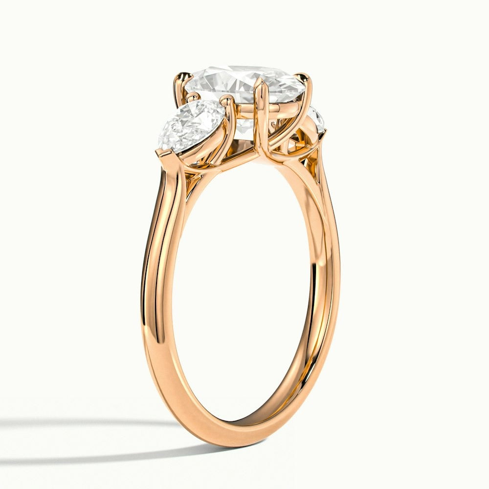 2.75 Ct In Round Bardot Scallop Engagement Ring
