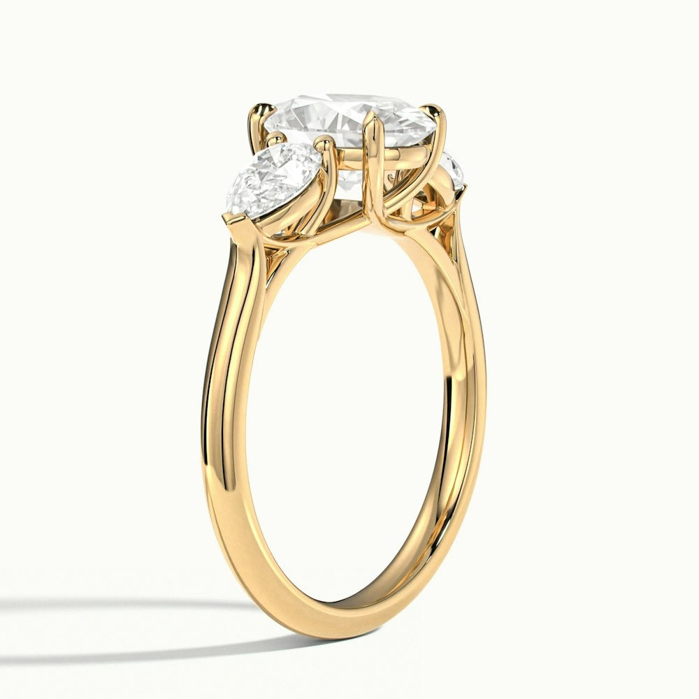2.75 Ct In Round Bardot Scallop Engagement Ring
