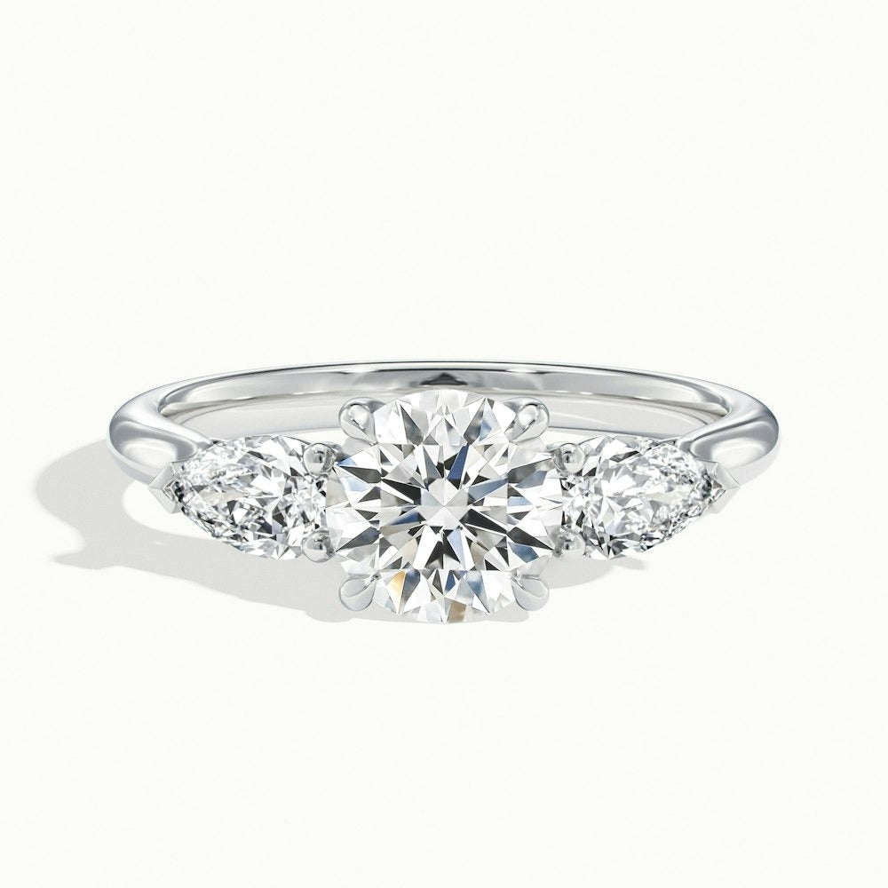 2.50 Ct In Round Bardot Scallop Engagement Ring