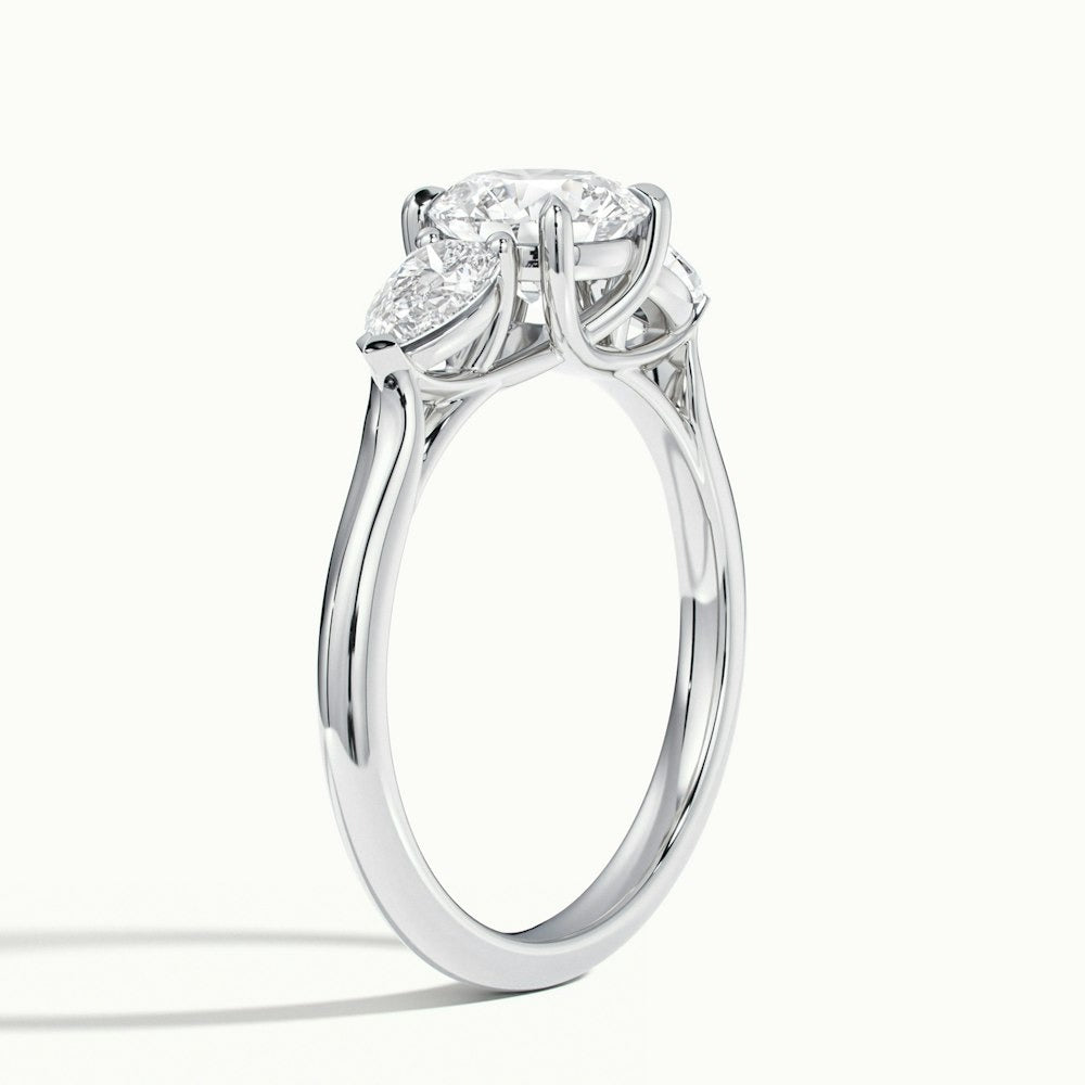 2.50 Ct In Round Bardot Scallop Engagement Ring