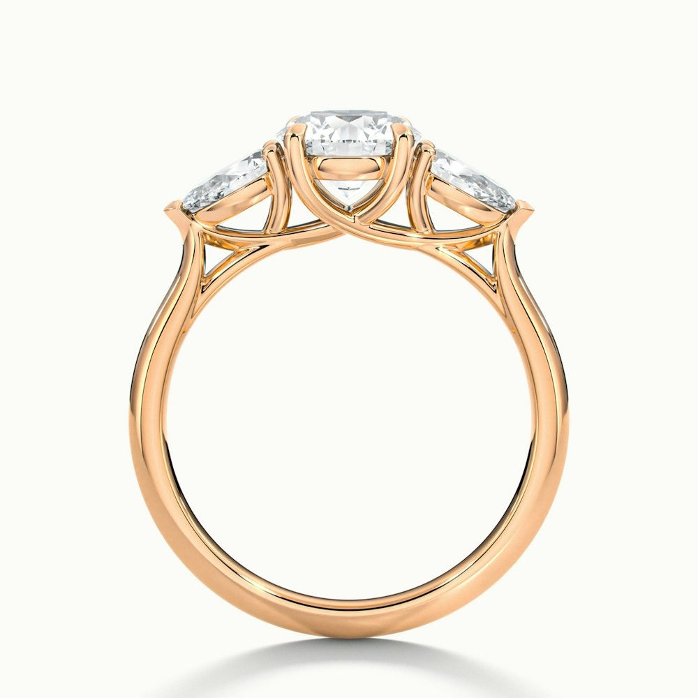 2.50 Ct In Round Bardot Scallop Engagement Ring