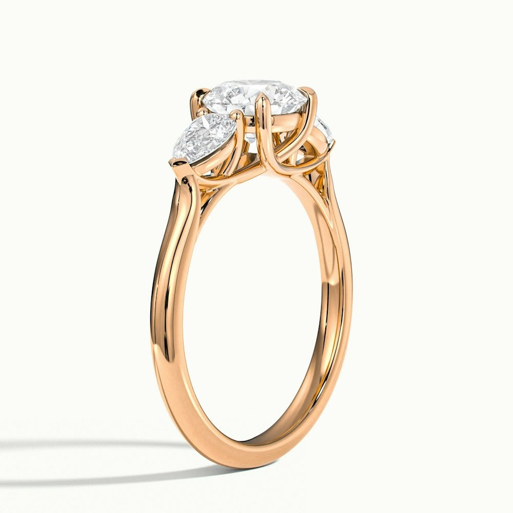 2.50 Ct In Round Bardot Scallop Engagement Ring