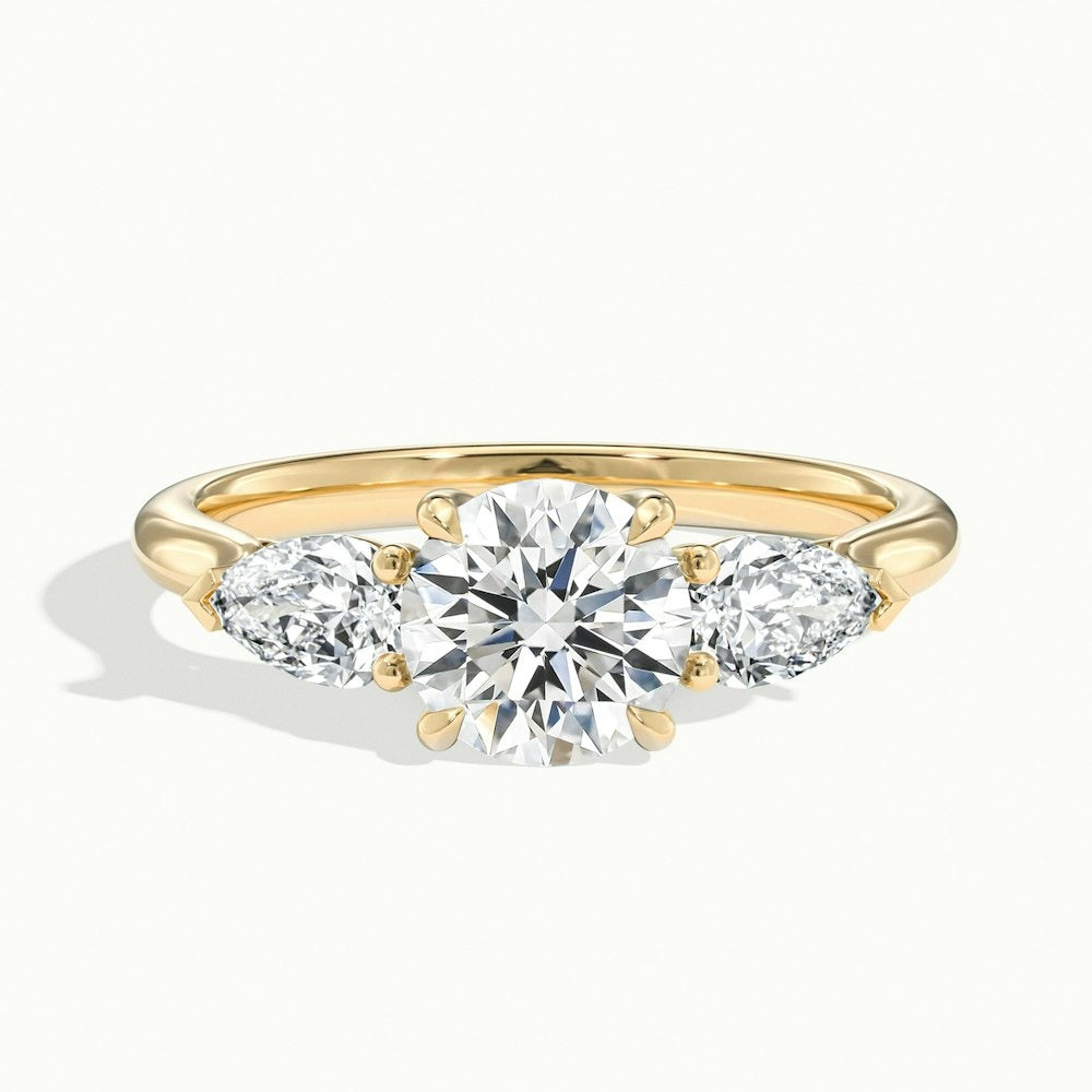 2.50 Ct In Round Bardot Scallop Engagement Ring