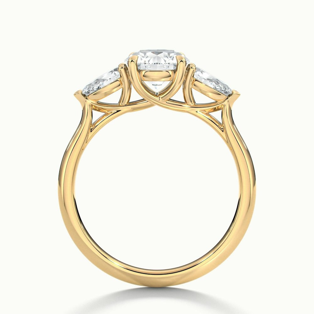 2.50 Ct In Round Bardot Scallop Engagement Ring
