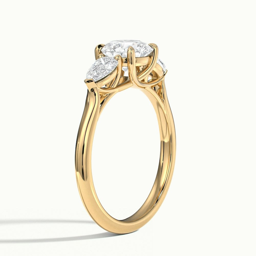 2.50 Ct In Round Bardot Scallop Engagement Ring