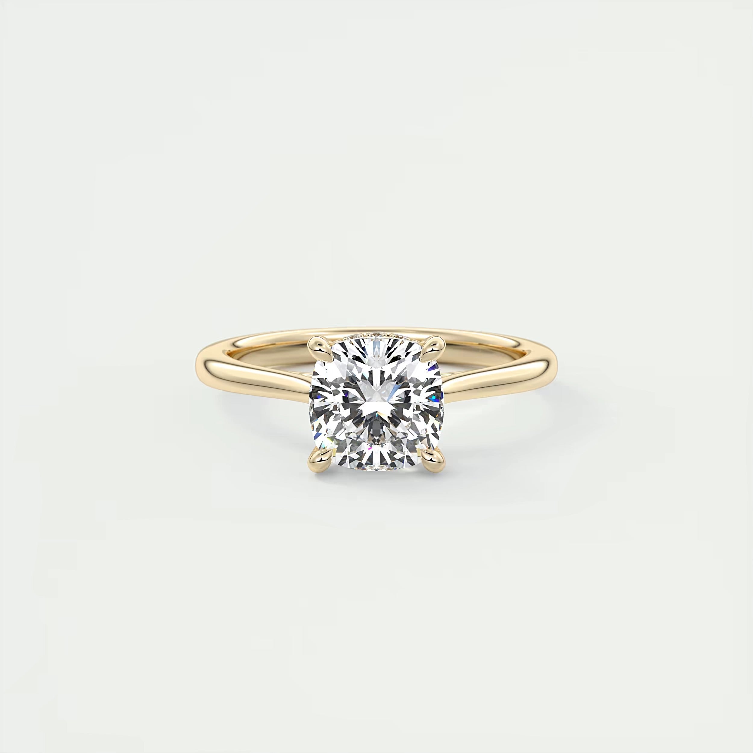 2.80 Ct The Cathedral Center Stone Cushion Hidden Halo Engagement Ring