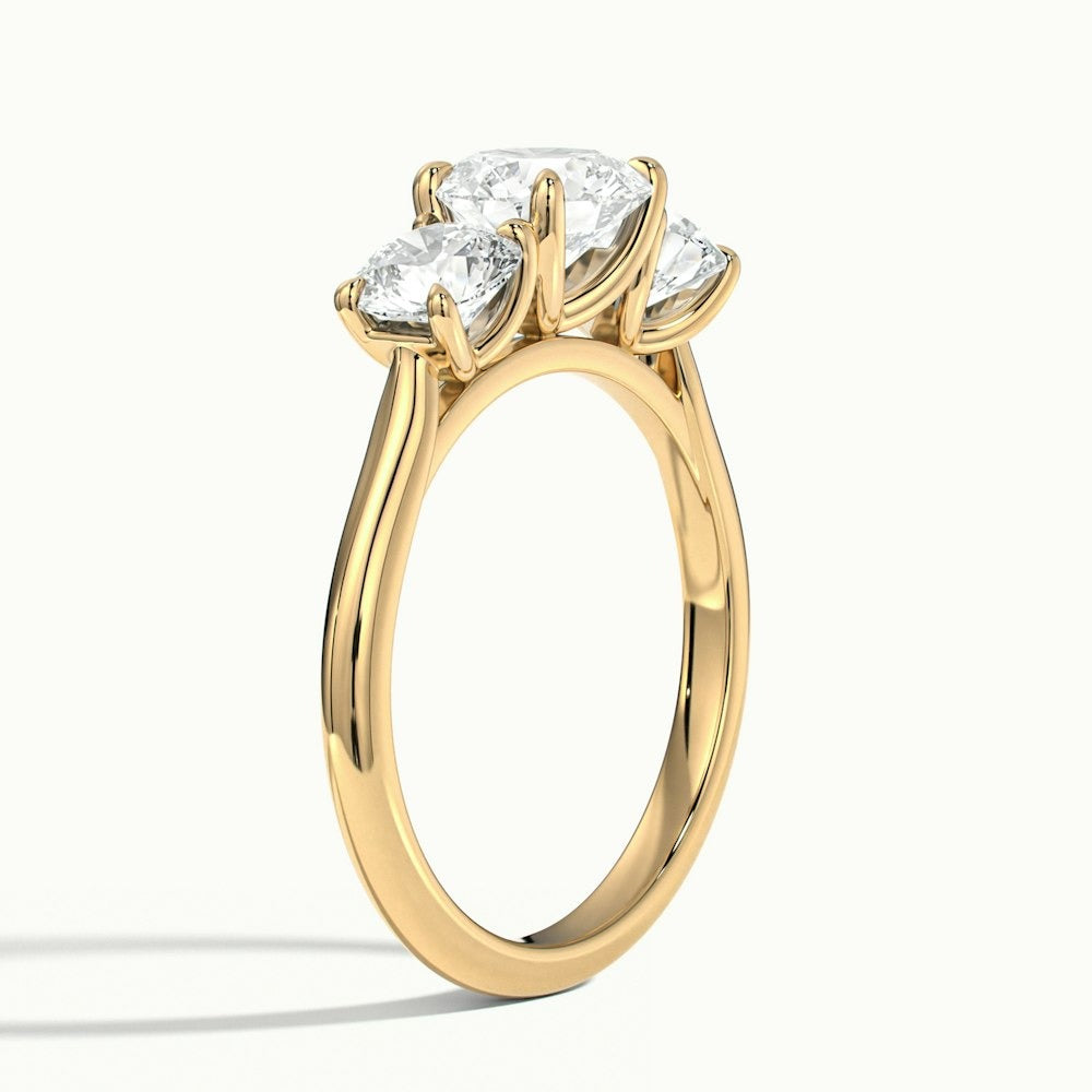 2.50 Ct In Round Bardot Scallop Engagement Ring