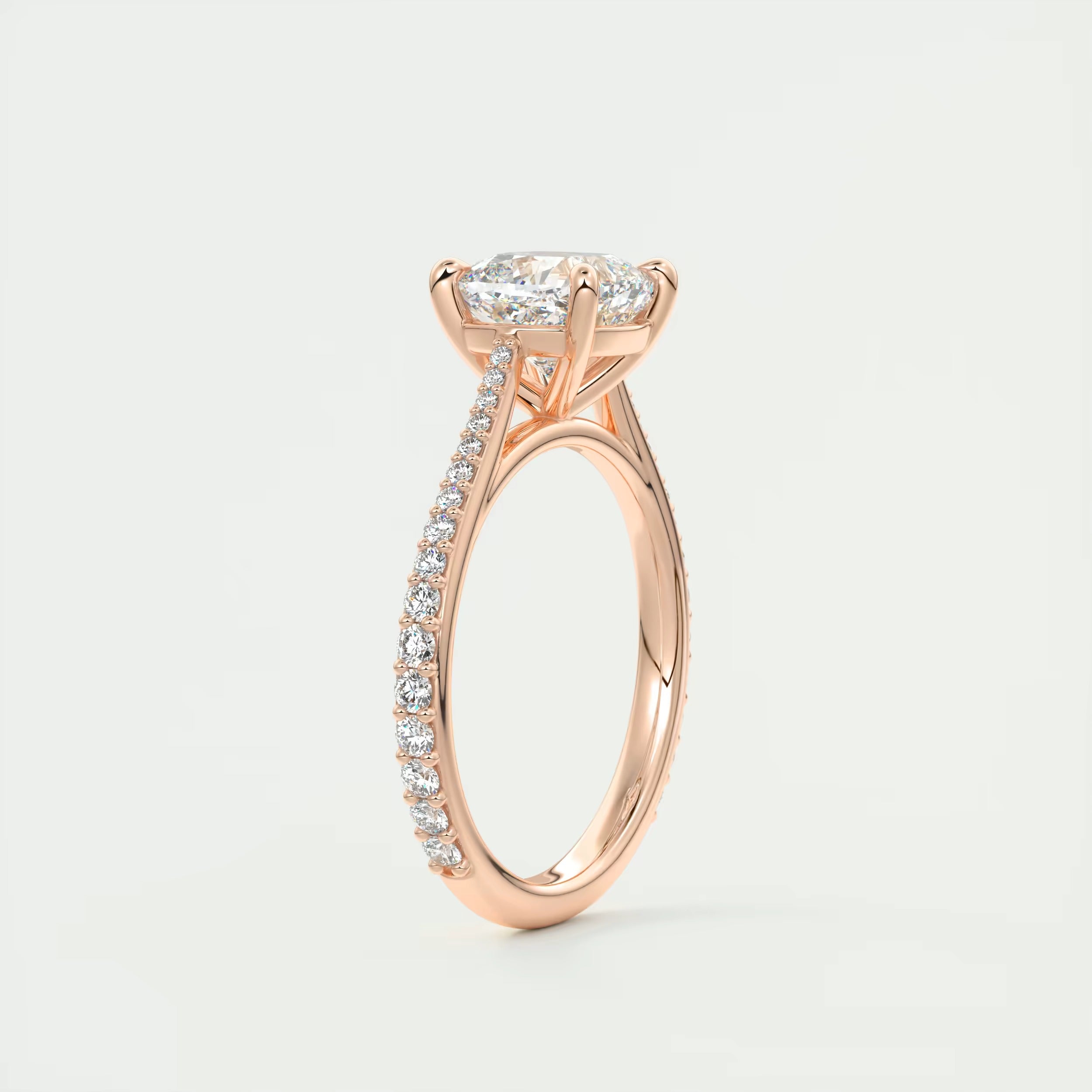 2.45 Ct The Cathedral Pavé Cushion Solitaire Ring Engagement Ring