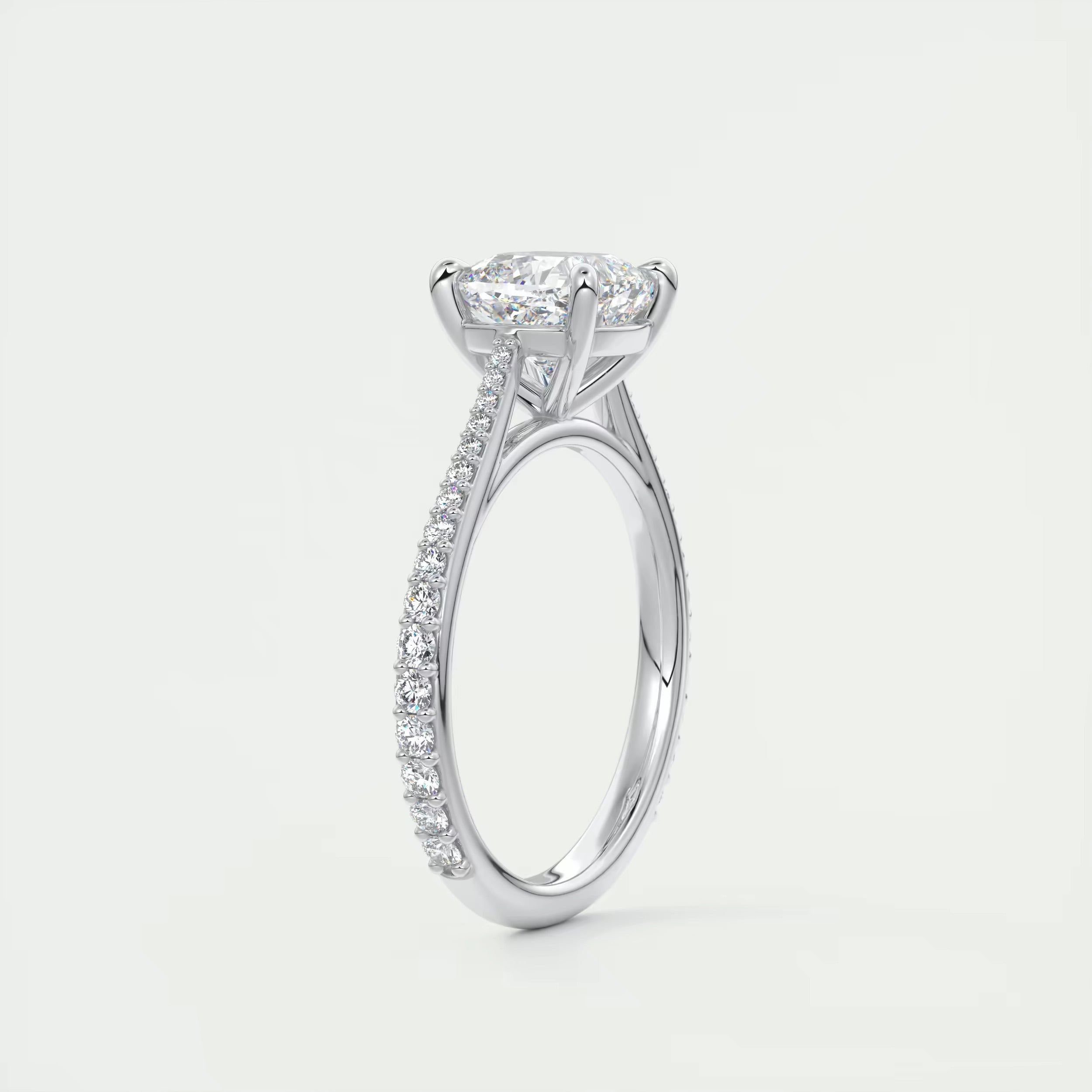 2.45 Ct The Cathedral Pavé Cushion Solitaire Ring Engagement Ring