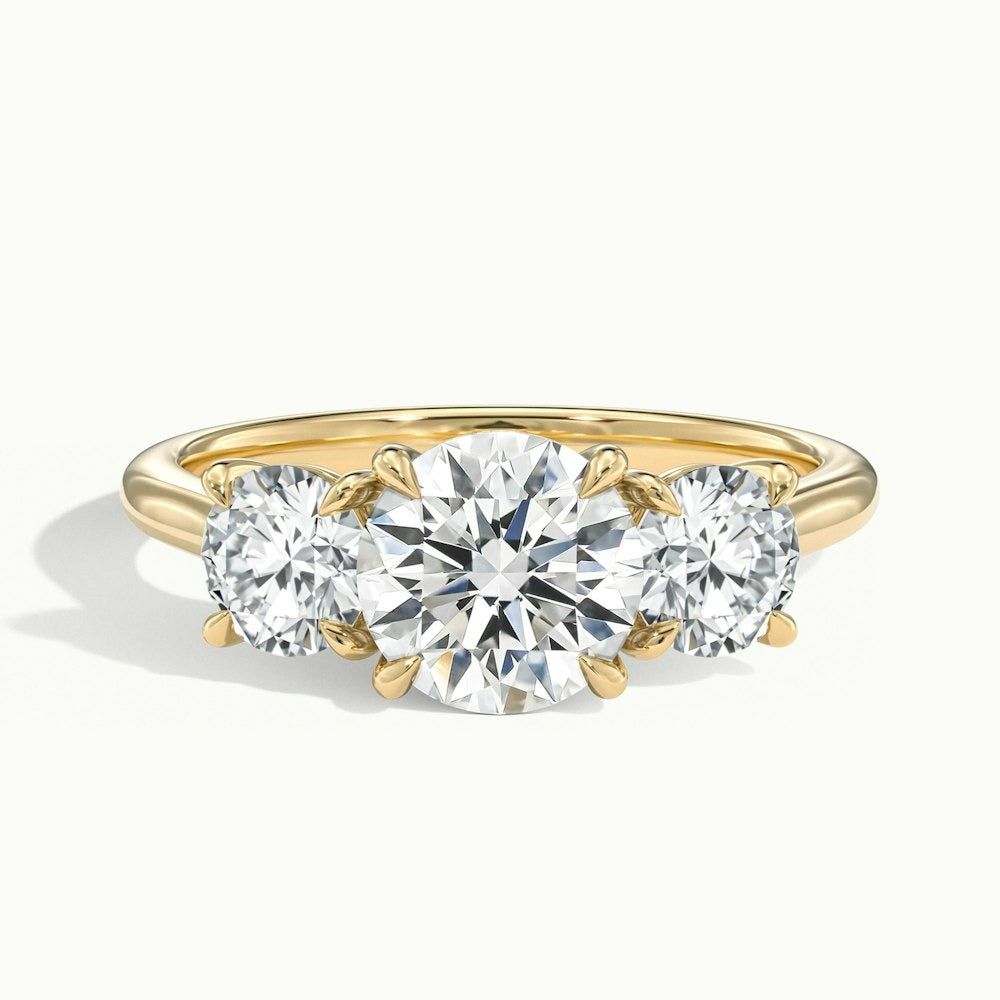 3.50 Ct In Round Bardot Scallop Engagement Ring