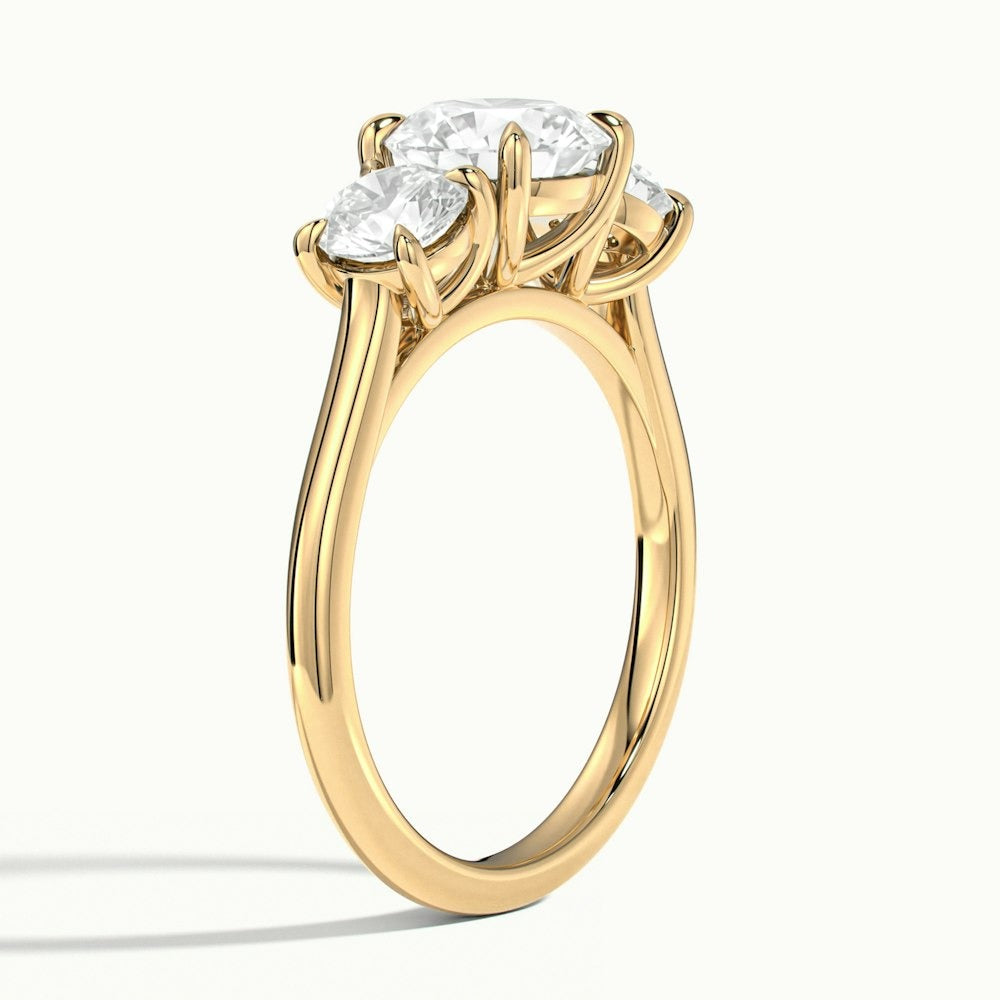 3.50 Ct In Round Bardot Scallop Engagement Ring