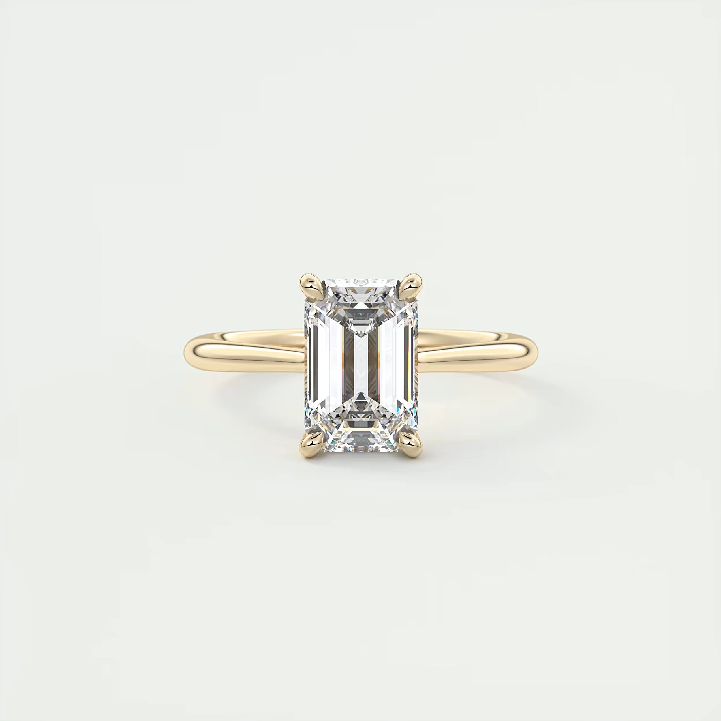 2.80 Ct The Cathedral Hidden Halo Center Stone Emerald Engagement Ring