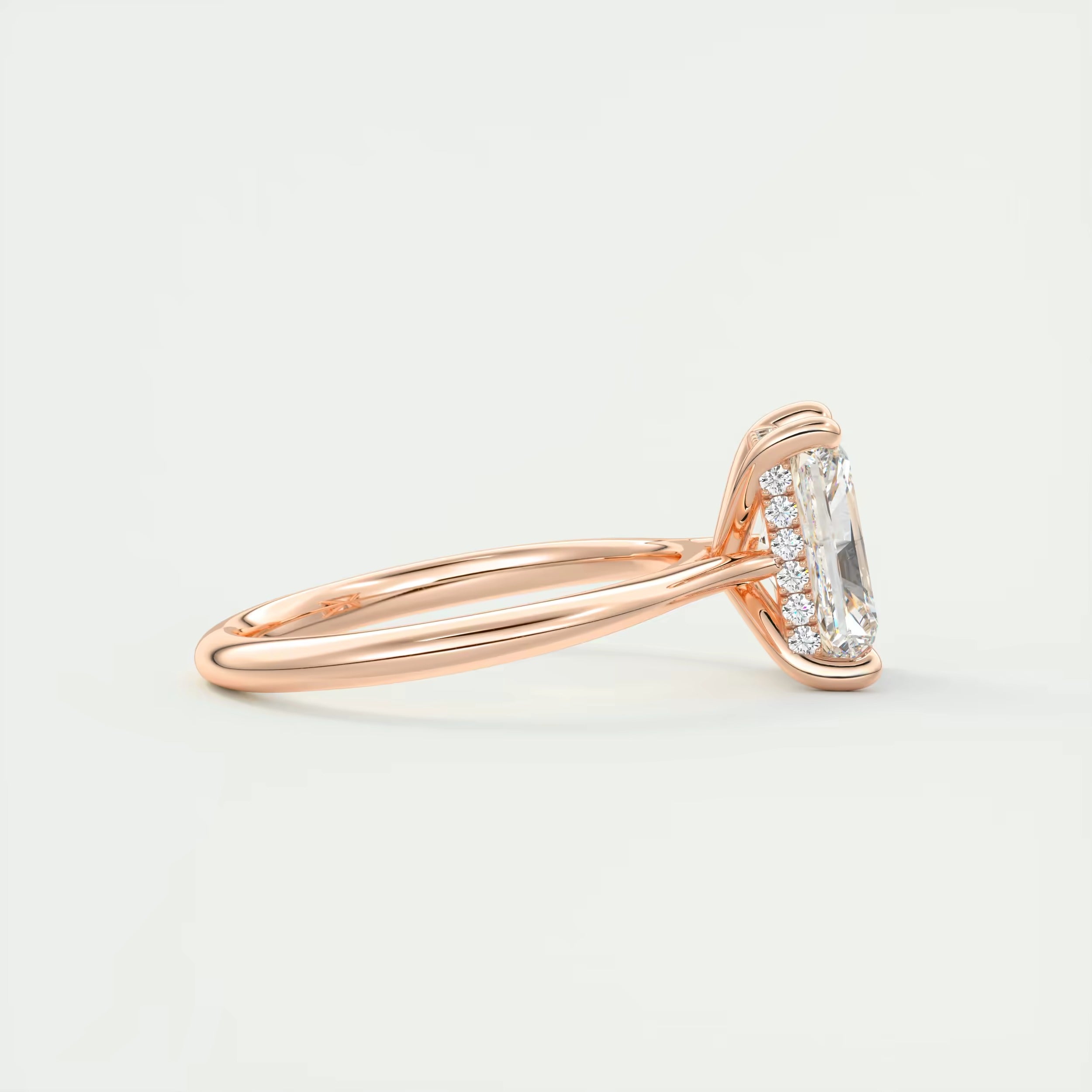 2.80 Ct The Cathedral Center Stone Radiant Hidden Halo Engagement Ring