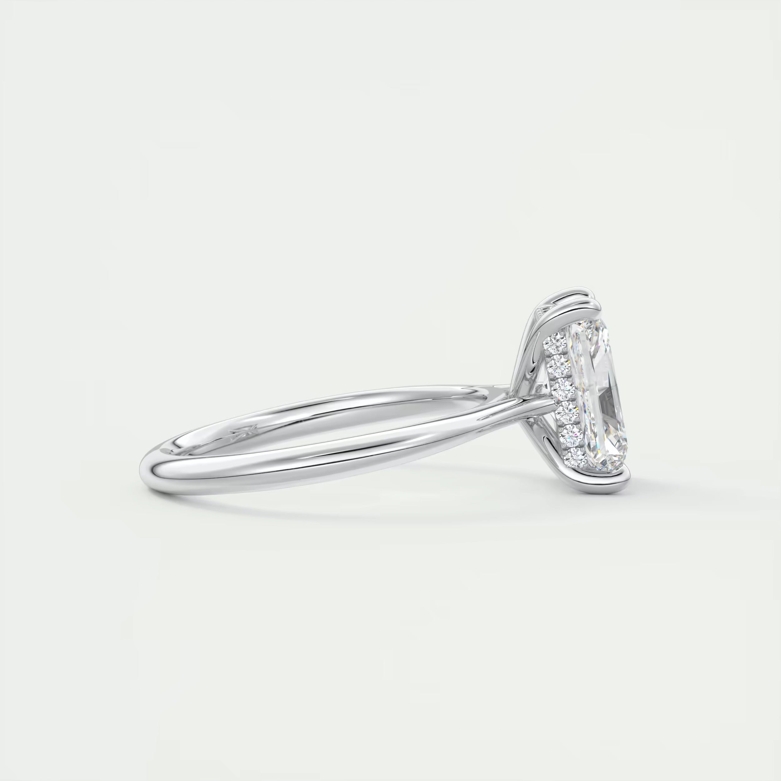 2.80 Ct The Cathedral Center Stone Radiant Hidden Halo Engagement Ring