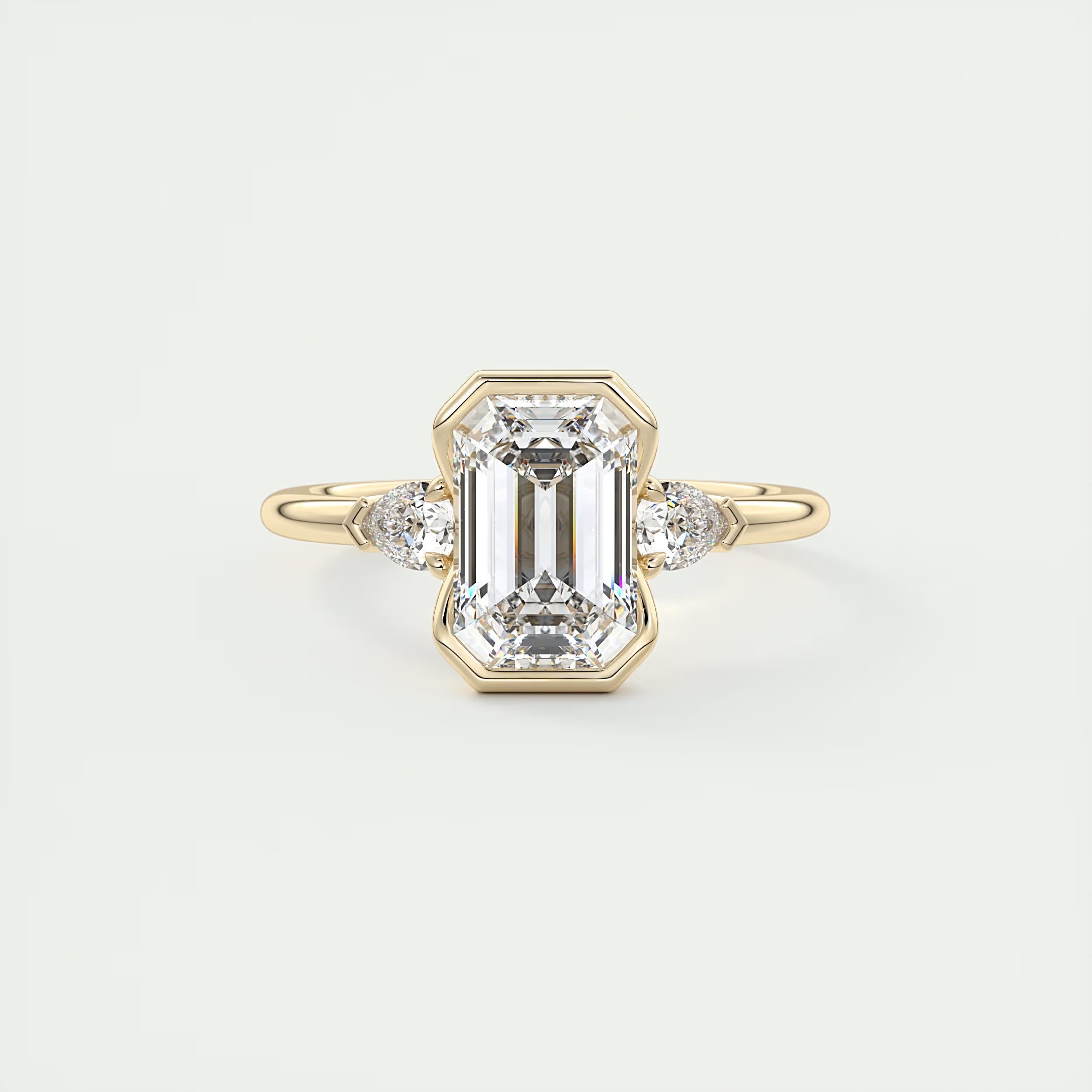 2.50 Ct Center Stone Emerald & Side Stone Pear - Engagement Rings