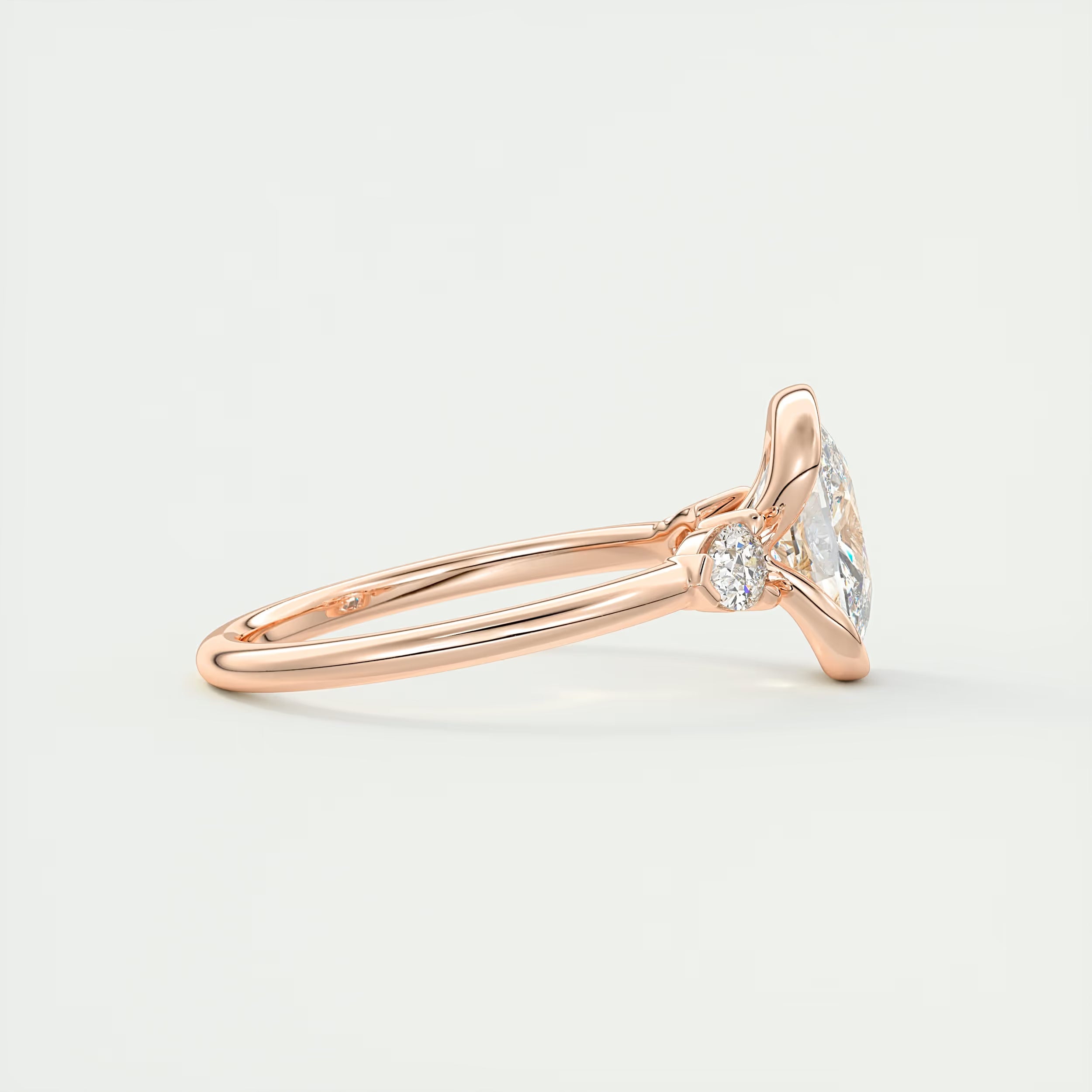 2.50 Ct Clutch Elongated Center Stone Cushion Three Stone Engagement Rings