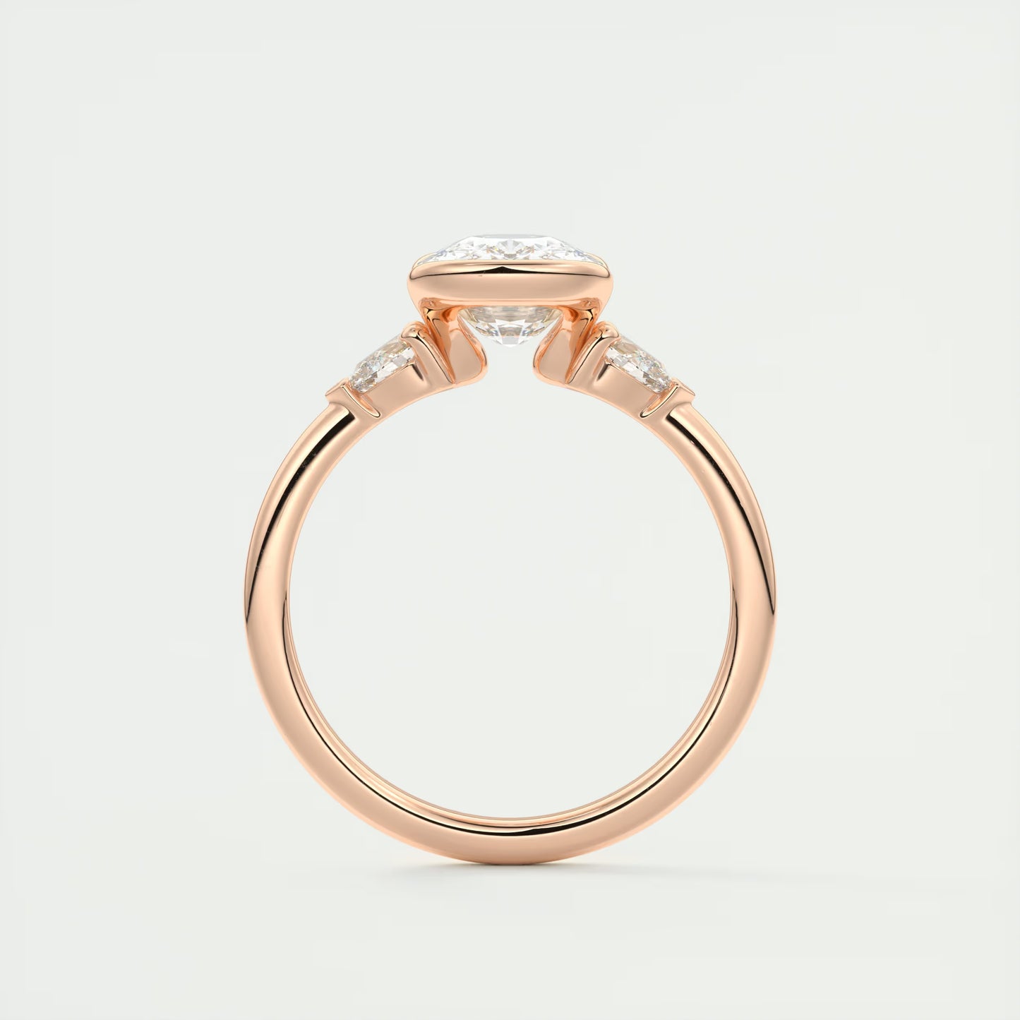 2.50 Clutch Elongated Cushion & Pears Three Stone Engagement Rings