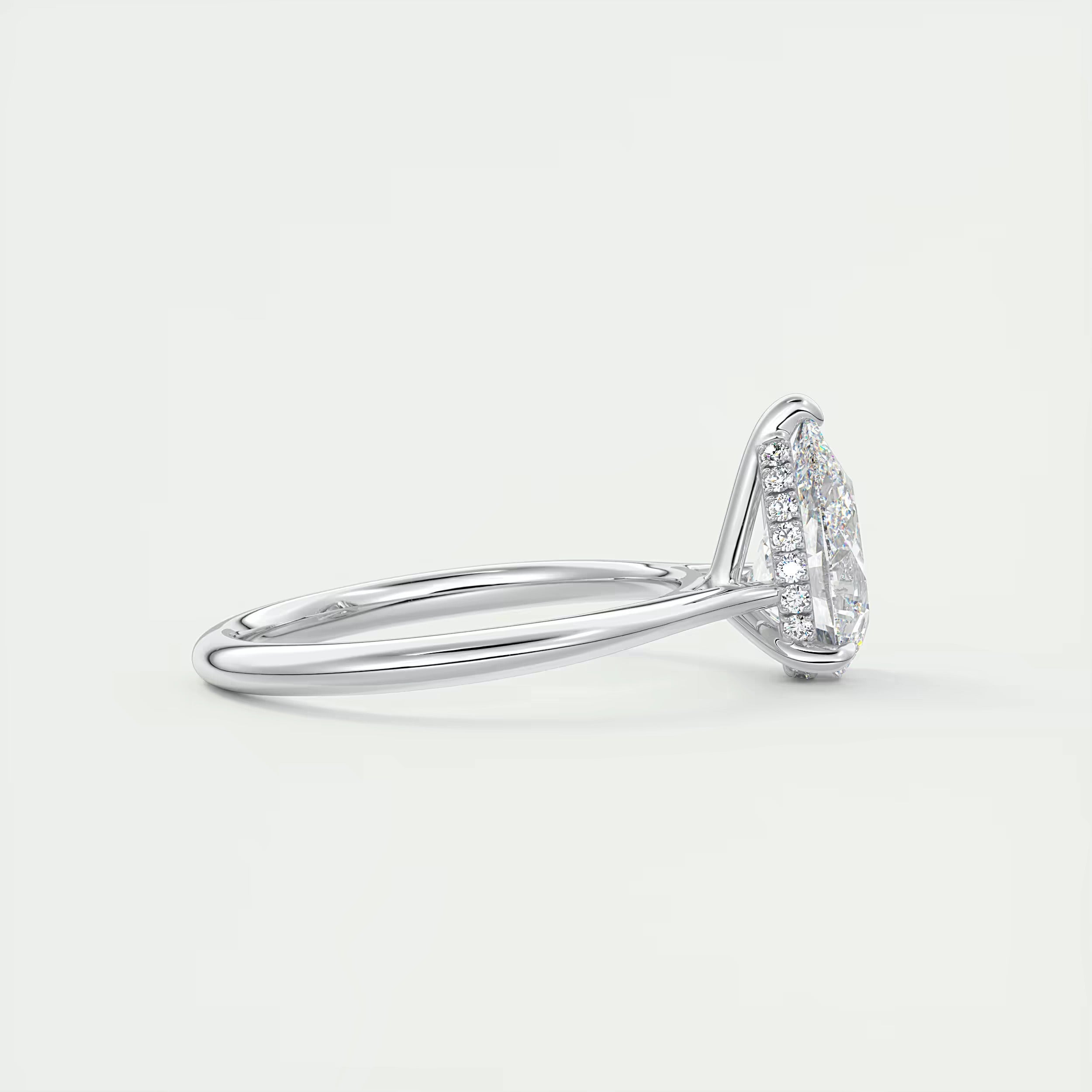 2.80 Ct The Cathedral Hidden Halo Pear Hidden Halo Cathedral Setting Engagement Ring