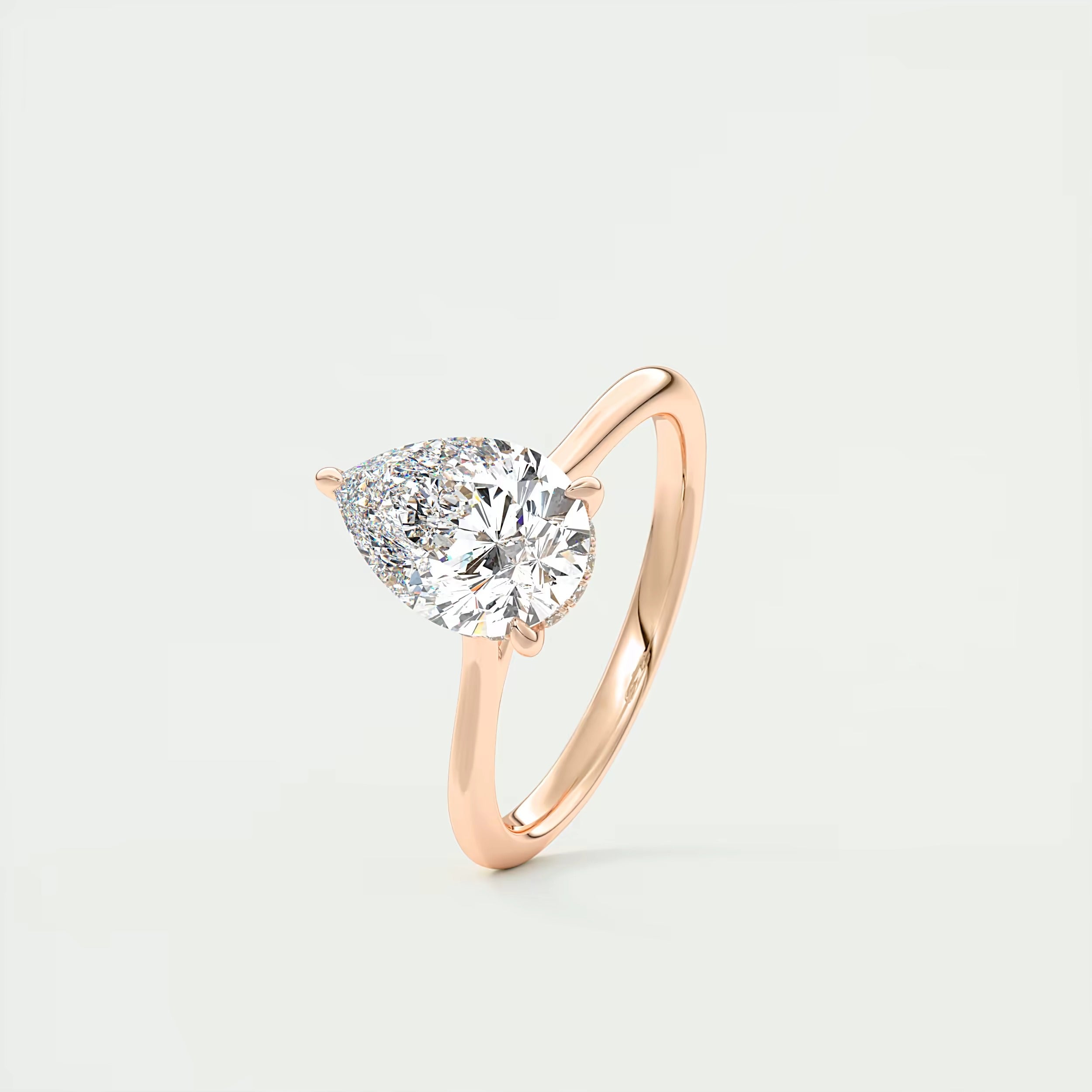 2.80 Ct The Cathedral Hidden Halo Pear Hidden Halo Cathedral Setting Engagement Ring