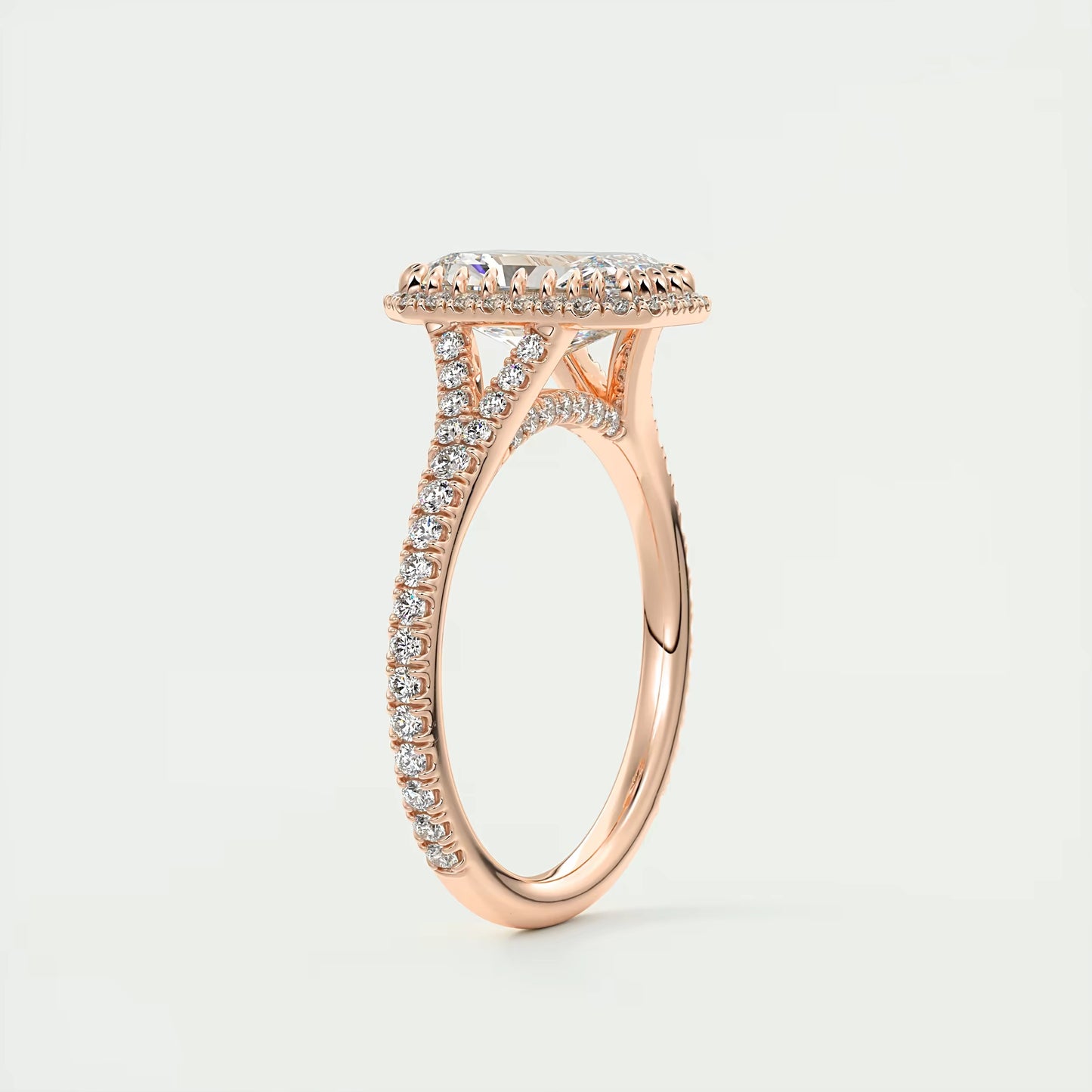 2.70 Ct The French Halo Radiant Cut Diamond with Miniature Prongs Ring