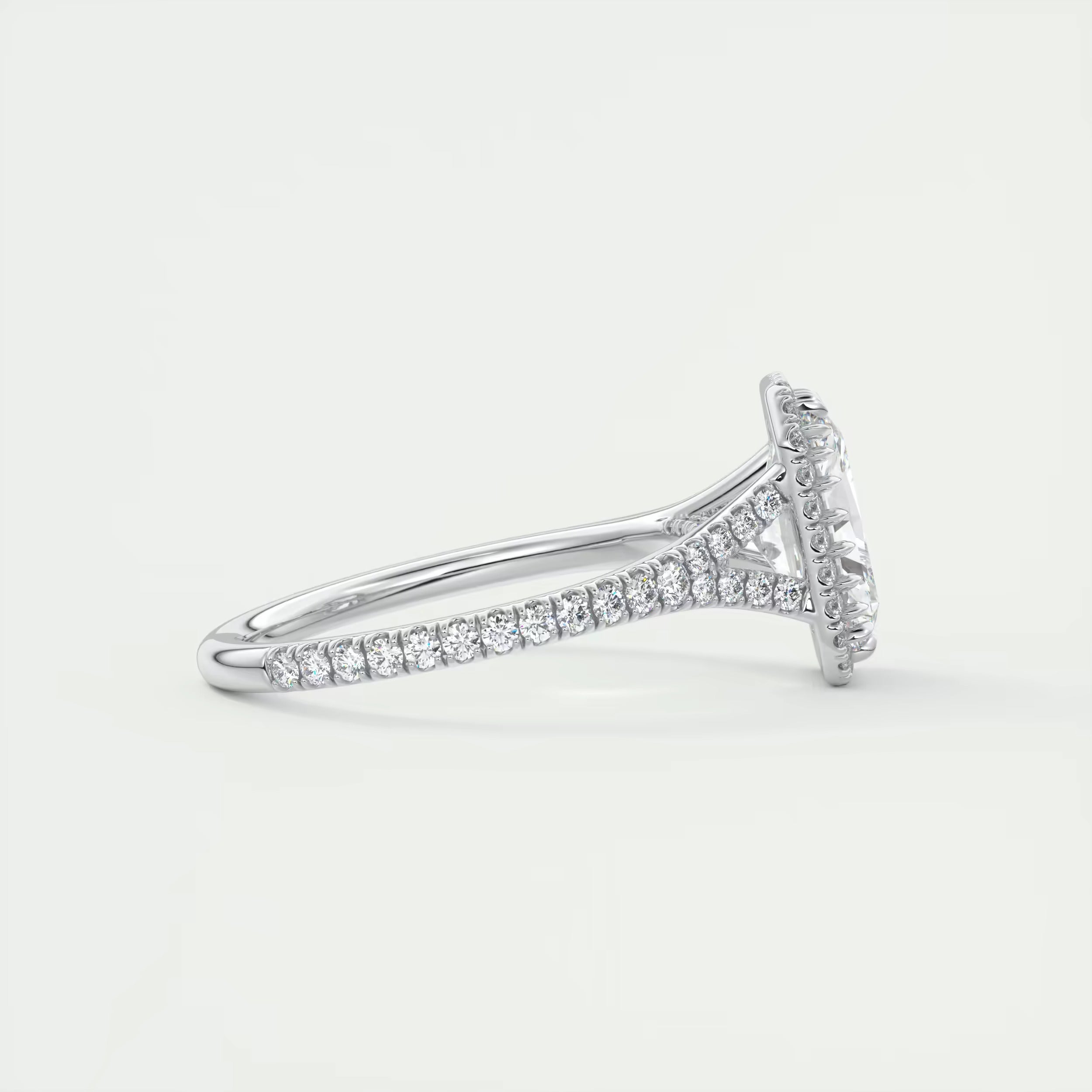 2.70 Ct The French Halo Center Stone Radiant & Side stone Round Cut Diamond Ring