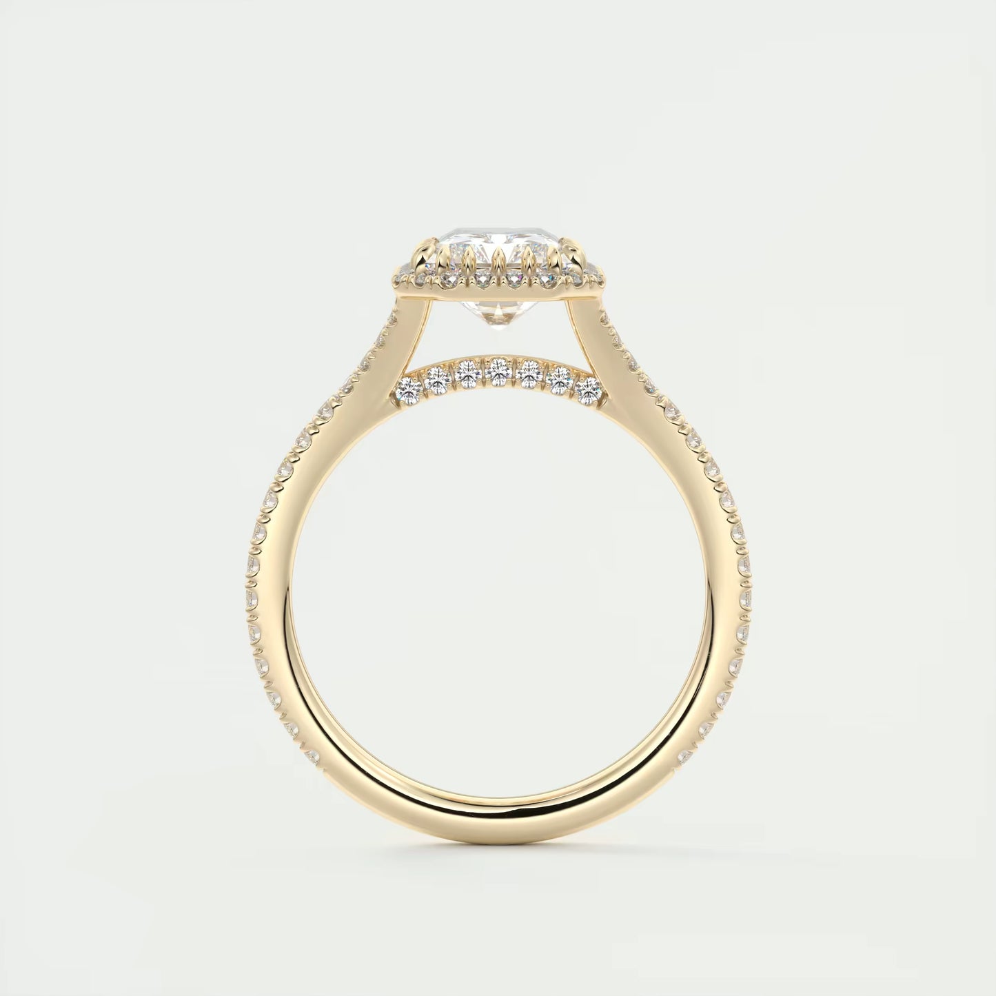 2.70 Ct The French Halo Radiant Cut Diamond with Miniature Prongs Ring