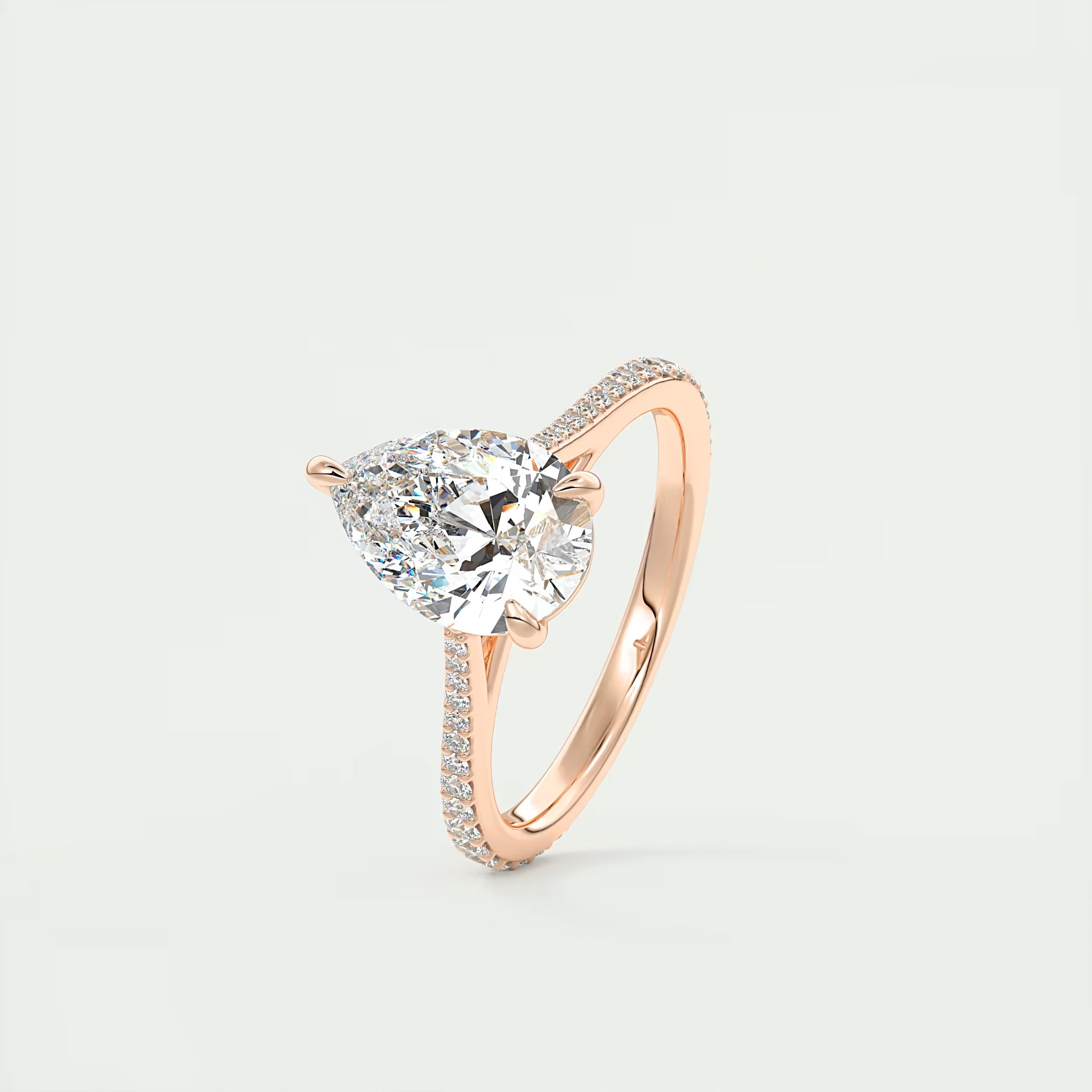 2.25 Ct The Cathedral Pavé Pear Solitaire Ring Engagement Ring