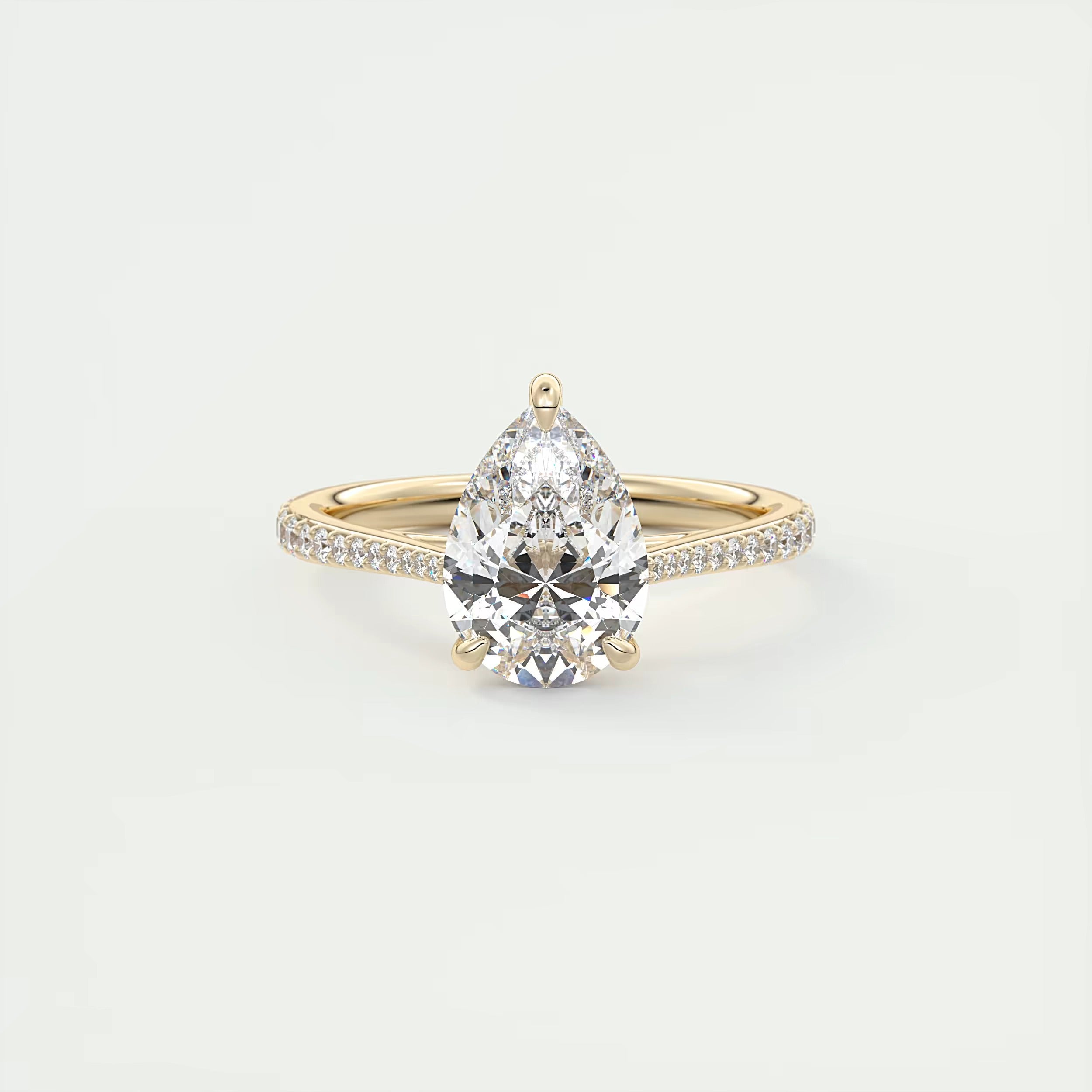 2.25 Ct The Cathedral Pavé Pear Solitaire Ring Engagement Ring