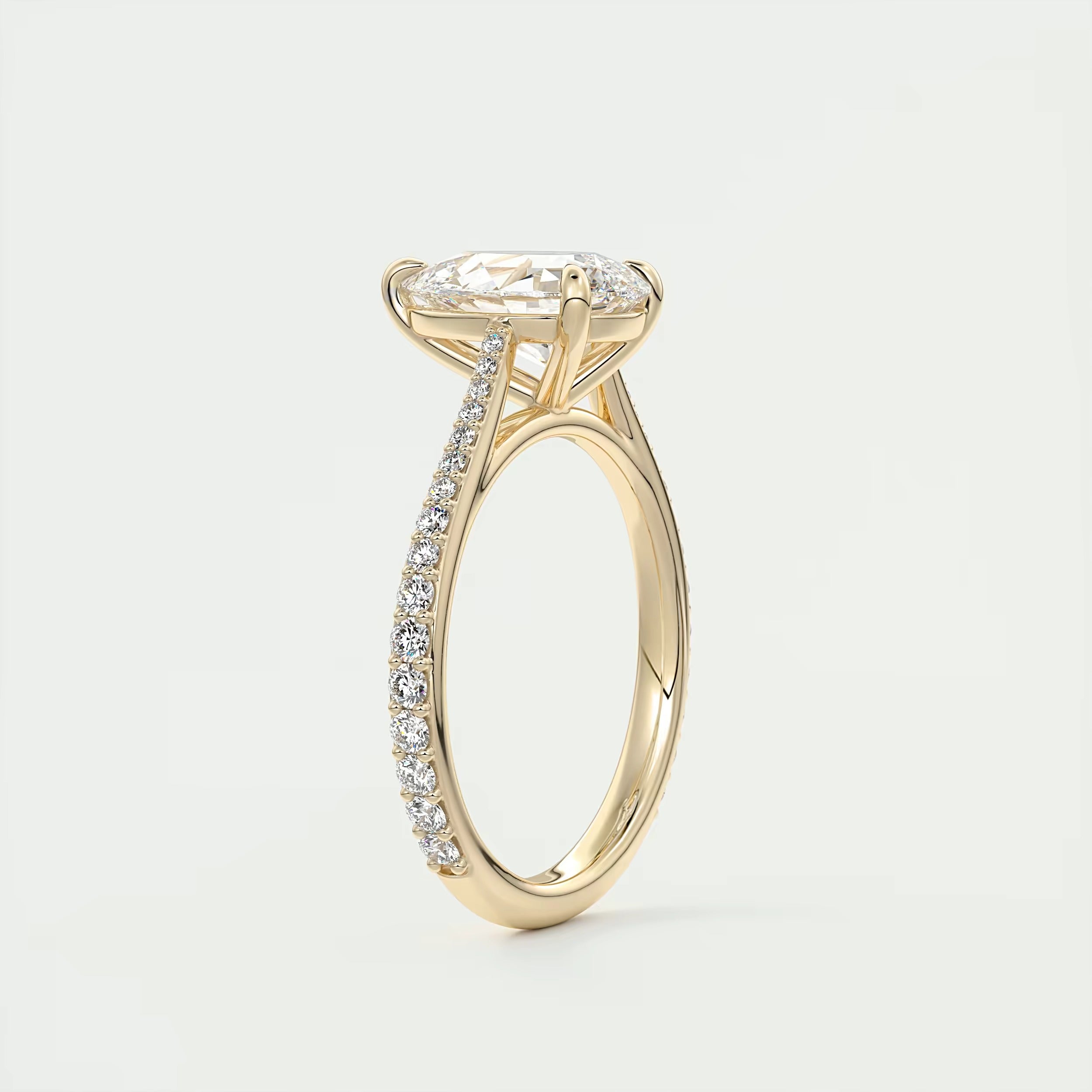 2.25 Ct The Cathedral Pavé Pear Solitaire Ring Engagement Ring