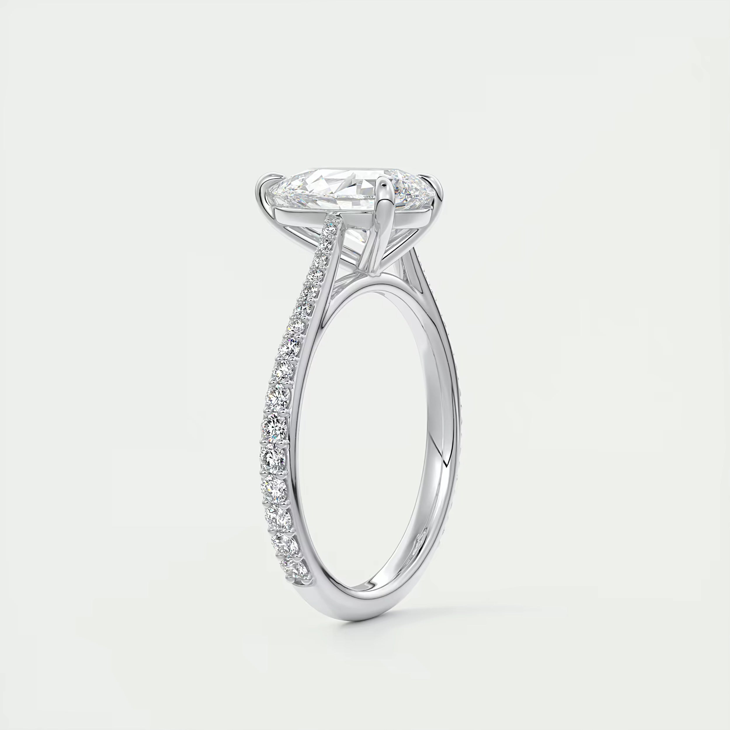 2.25 Ct The Cathedral Pavé Pear Solitaire Ring Engagement Ring