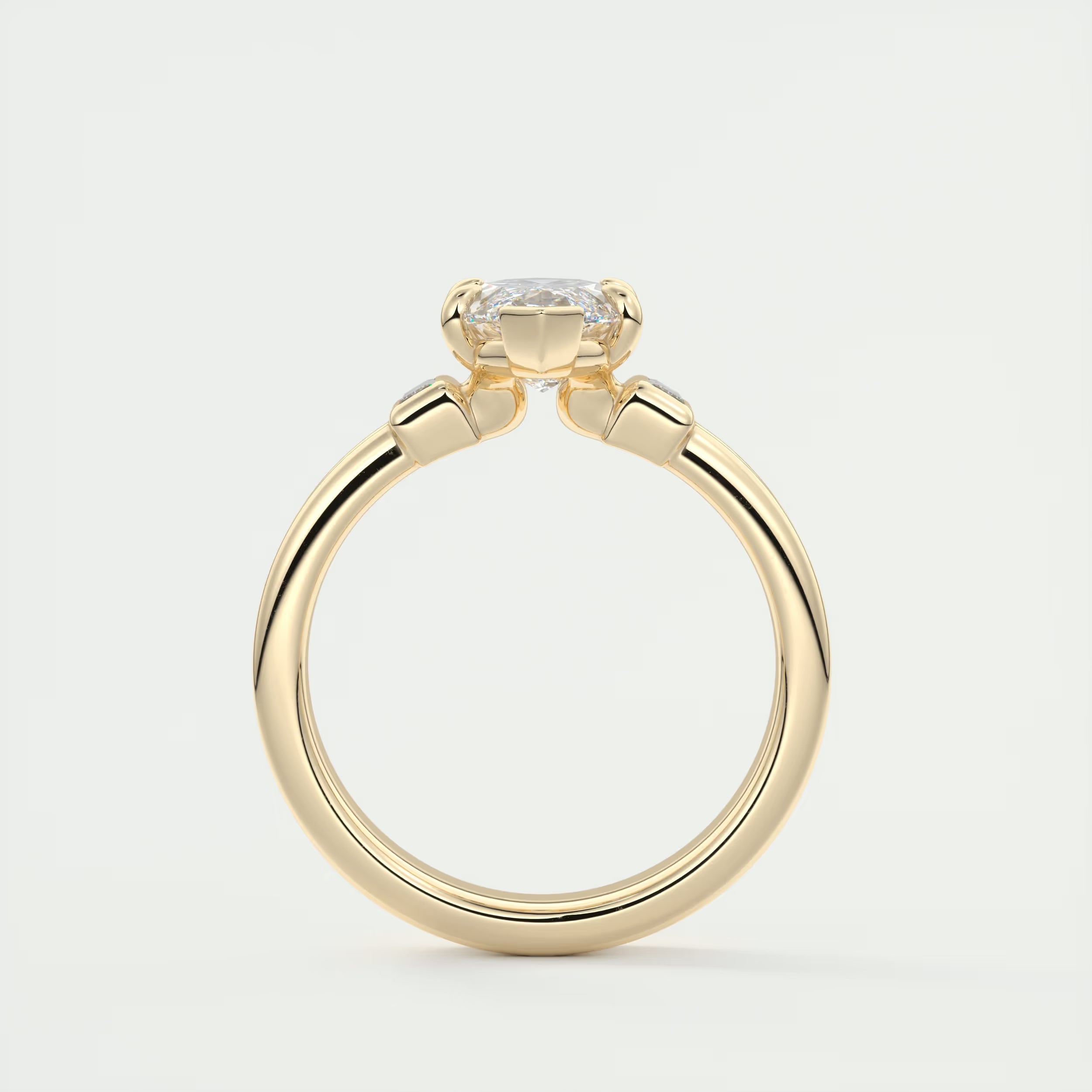 2.10 Ct The Center Stone Marquise & Side Stone Baguettes - Three Stone Engagement Rings