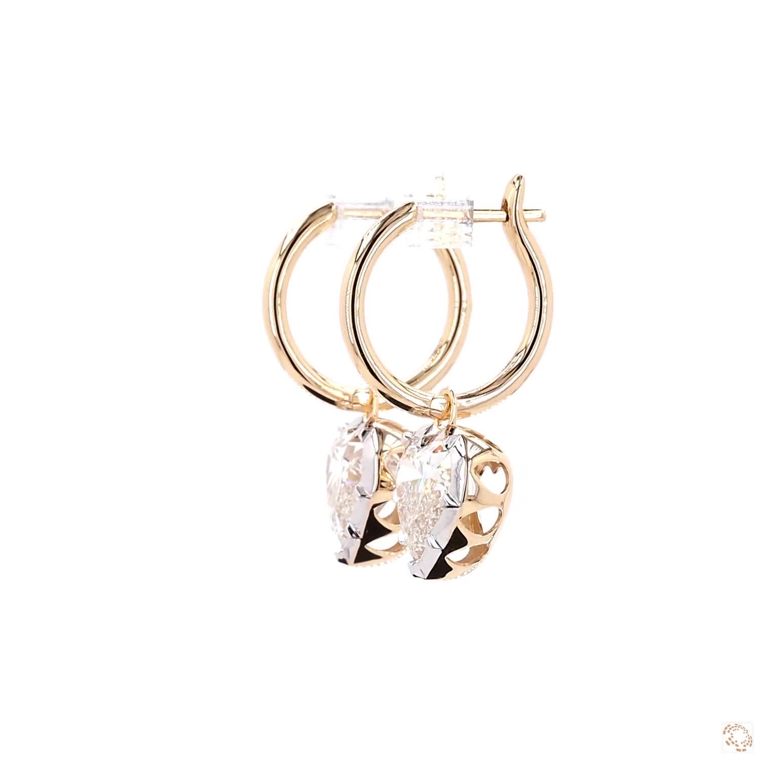 6.06 Ct Heart Cut Diamond Drip Drop Earrings with White Gold Bezel Accent