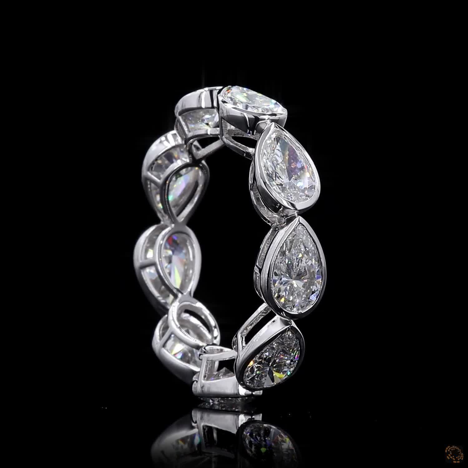 5.16 Ct Bezel Set Pear Cut lab-grown Diamond Eternity Ring