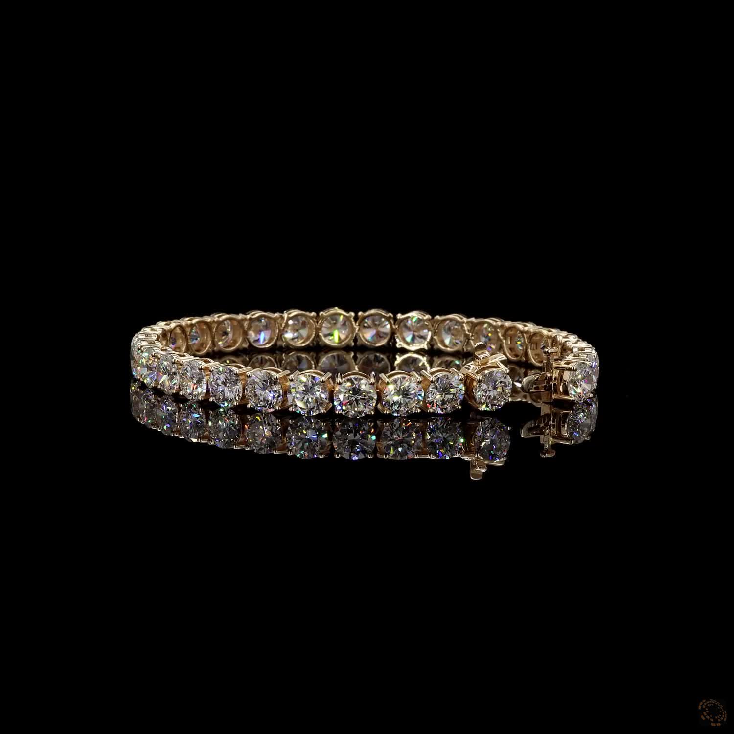 23.27 Classic Round Diamond Tennis Bracelet in Yellow Gold | Elegant Bridal & Anniversary Jewelry